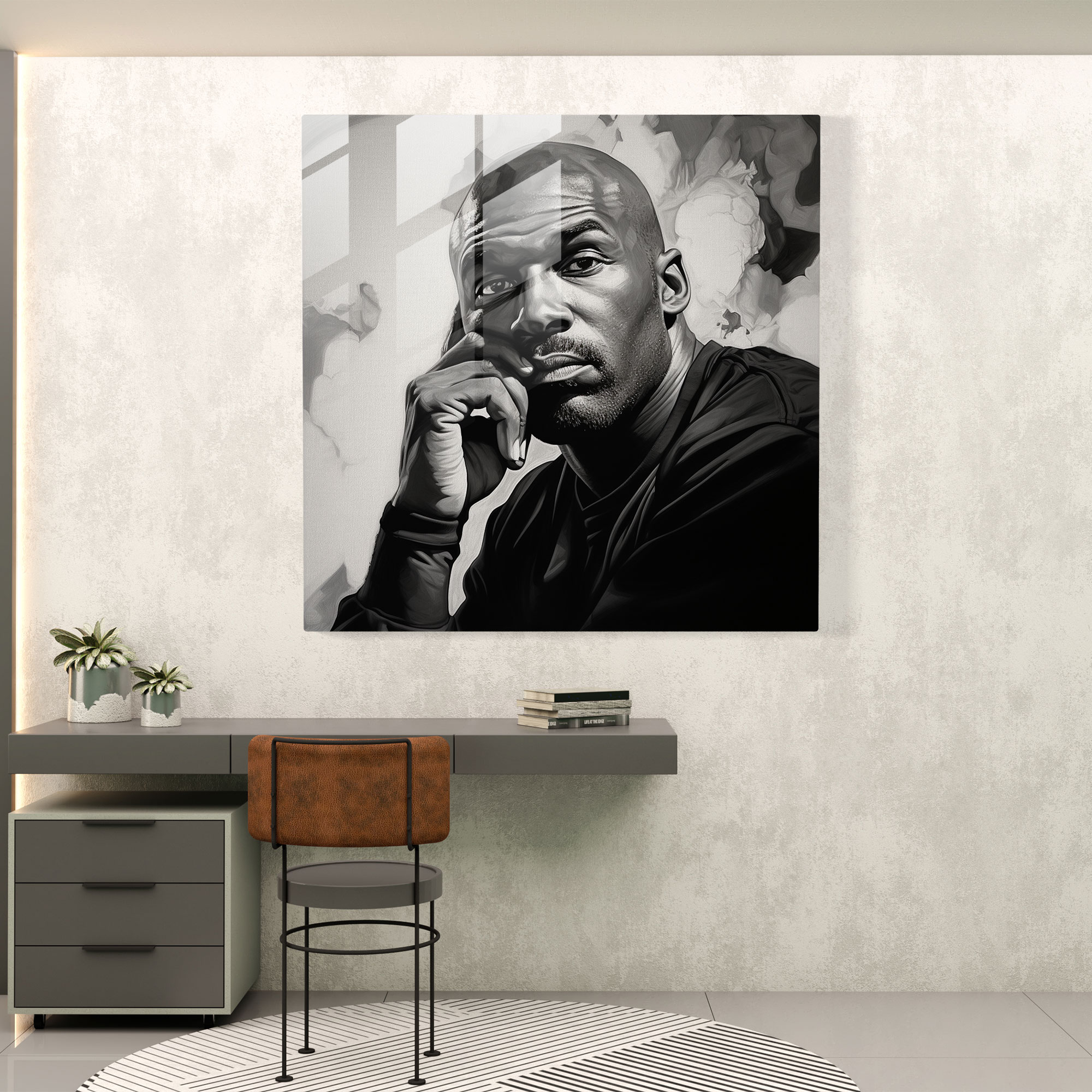 Determined Michael Jordan Glass Print - Micheal Jordan, Glass Art, Glass Print, Admiration