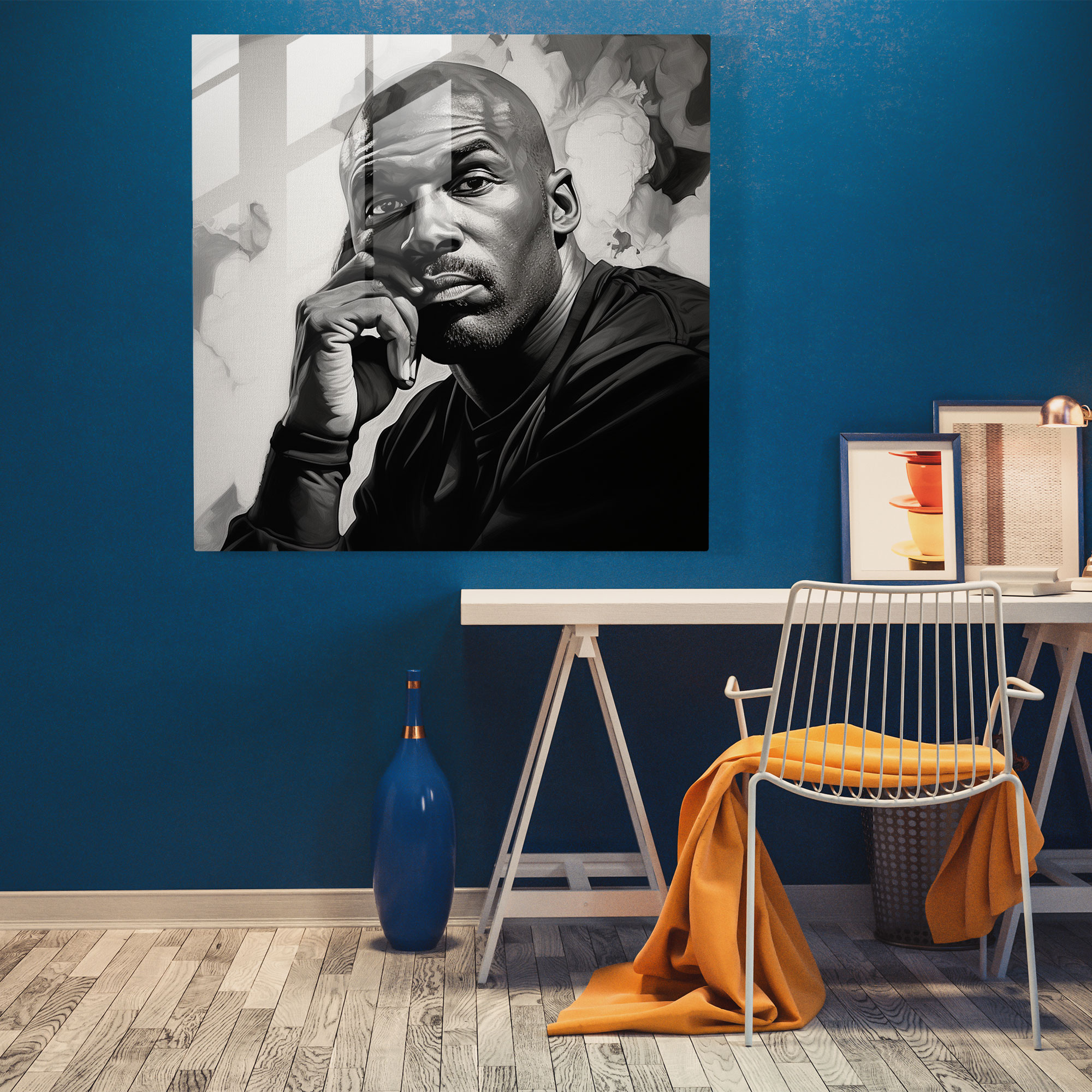 Determined Michael Jordan Glass Print - Micheal Jordan, Glass Art, Glass Print, Admiration