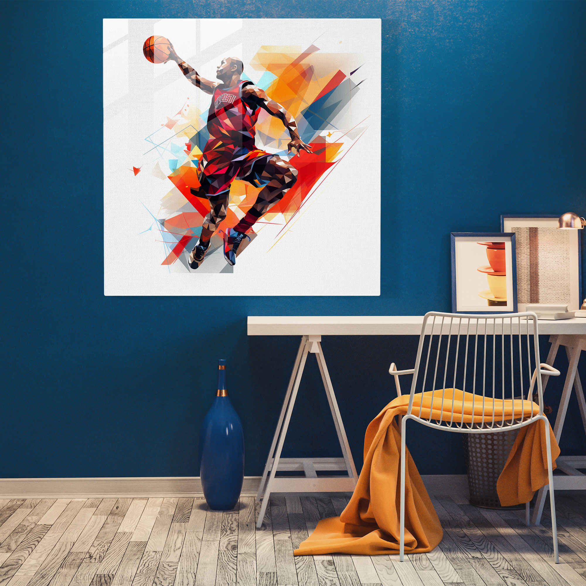 Geometric Michael Jordan Glass Print - Micheal Jordan, Geometric, Glass Art, Glass Wall Art