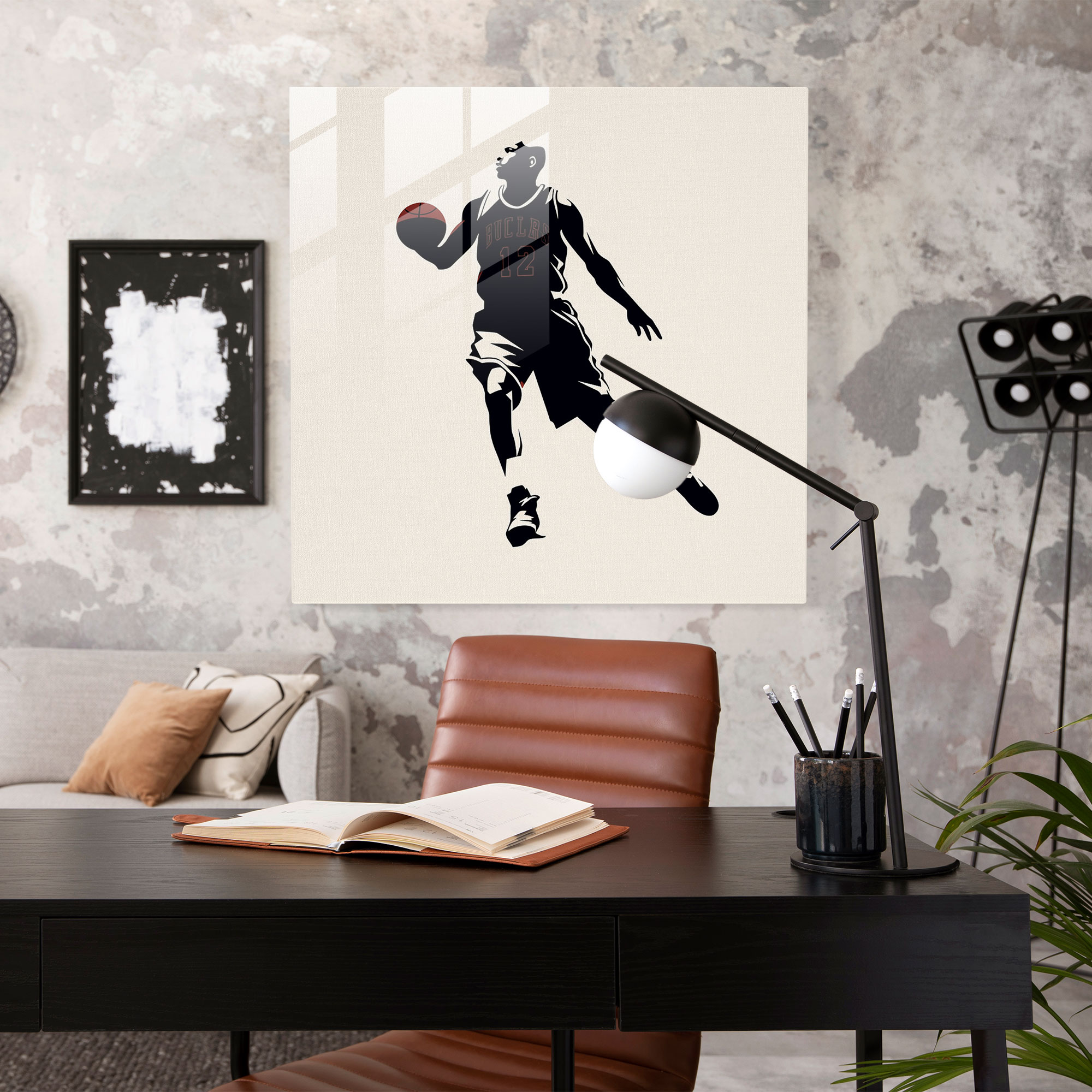Michael Jordan Minimalist Graphic Glass Print - Micheal Jordan, Gift, Glass Print, Glass Wall Art