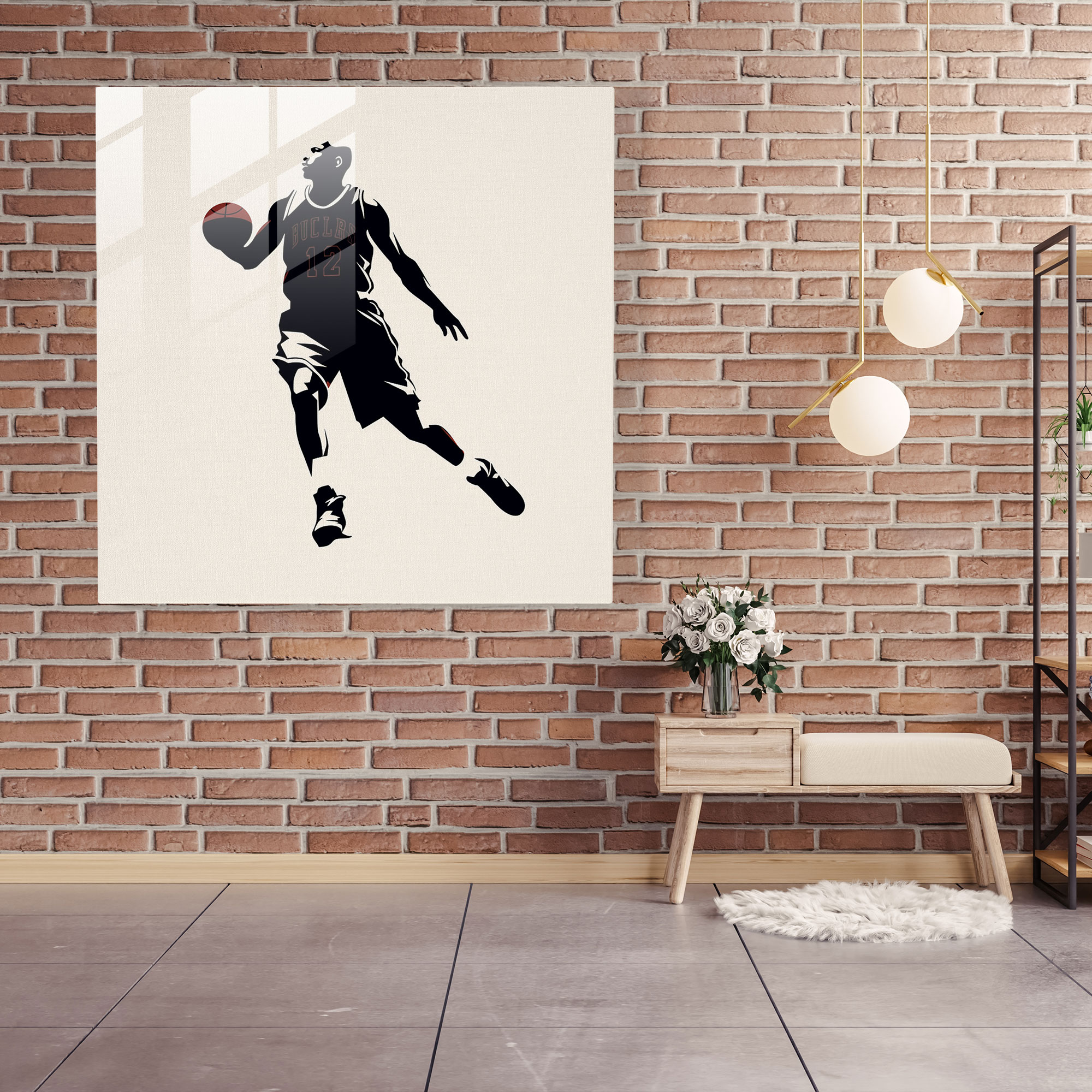 Michael Jordan Minimalist Graphic Glass Print - Micheal Jordan, Gift, Glass Print, Glass Wall Art
