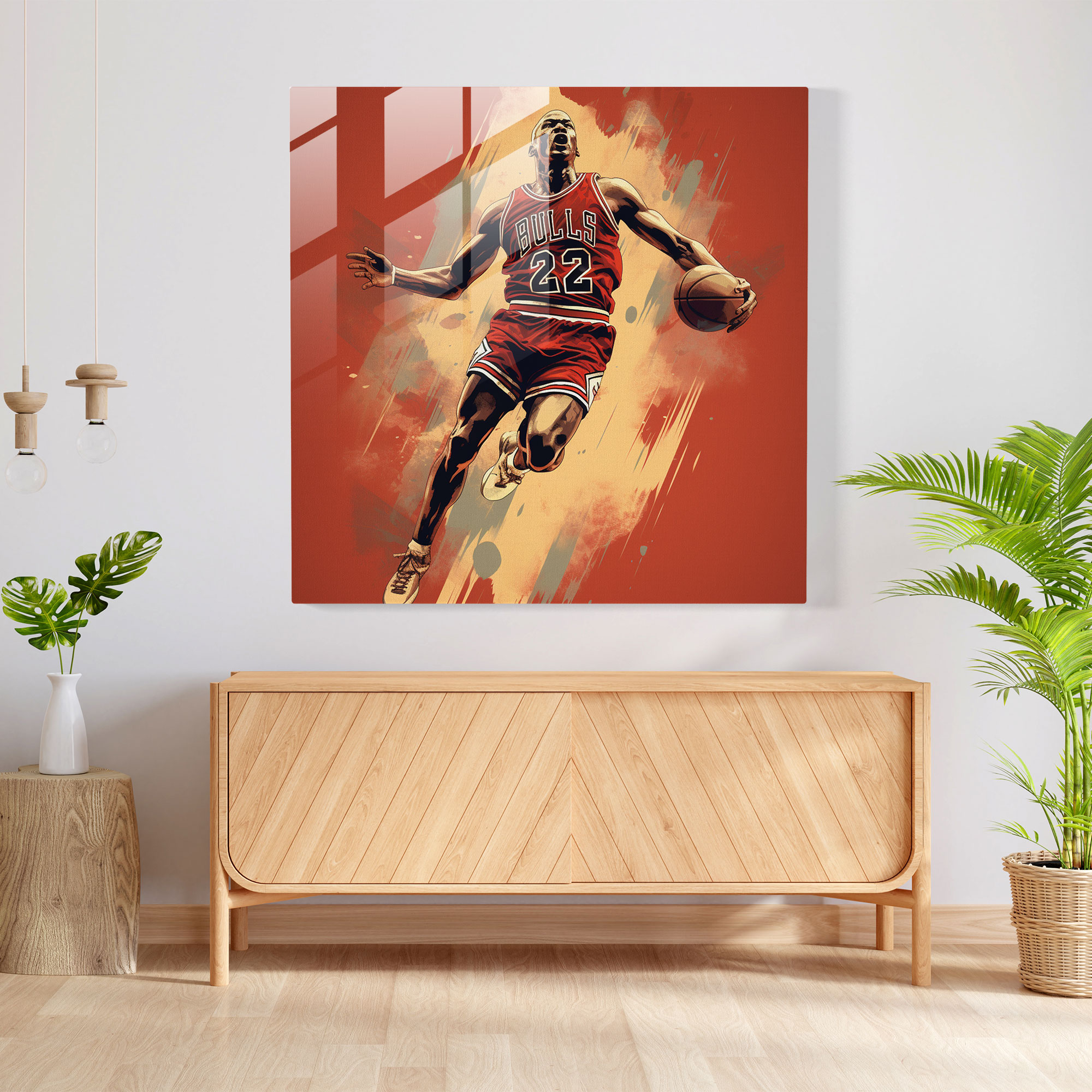 Michael Jordan Retro Poster Glass Print - Micheal Jordan, Basketball, Glass Print, Gift
