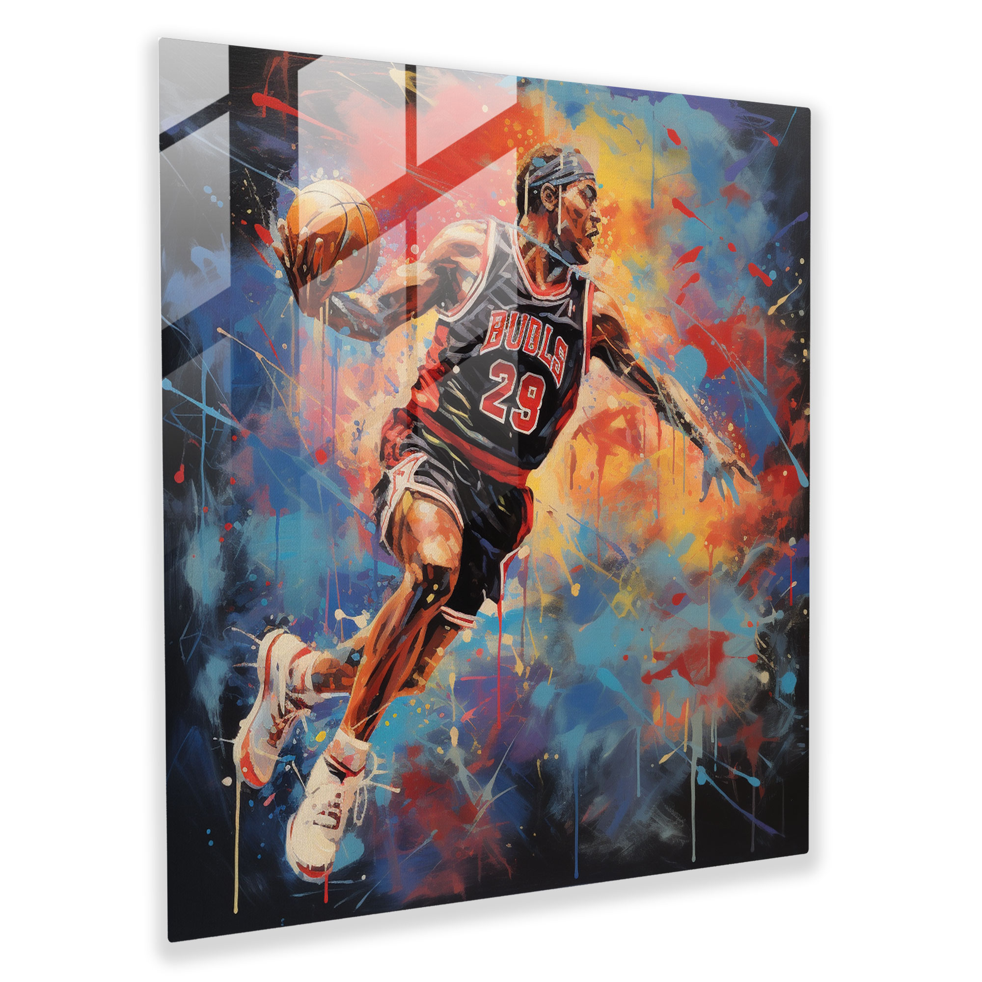 Michael Jordan Abstract Expressionist Glass Print - Micheal Jordan, Modern Art, Michael Jordan, Gift