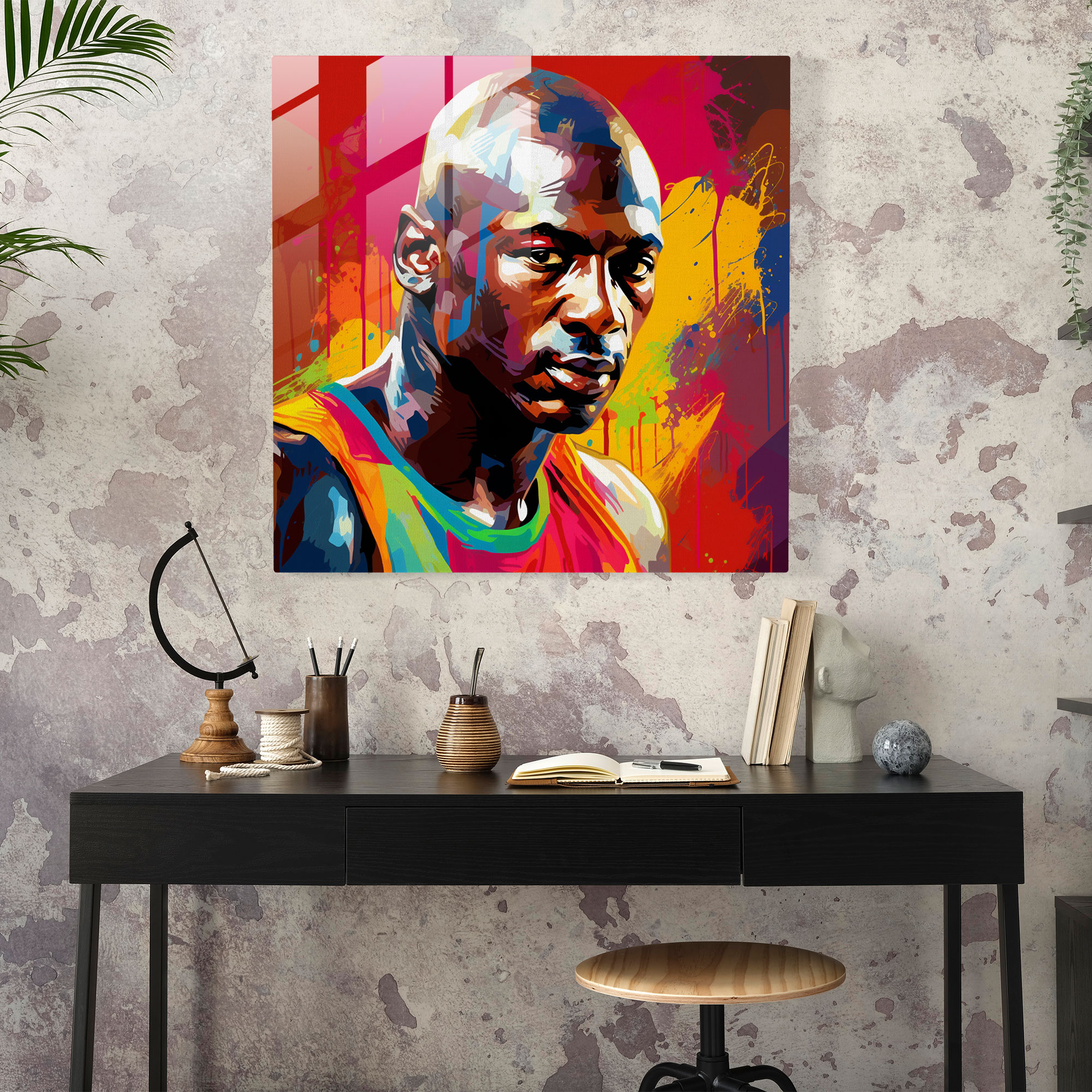 Michael Jordan Glass Print - Pop Art Icon - Micheal Jordan, Pop Art, Modern Art, Home Decoration