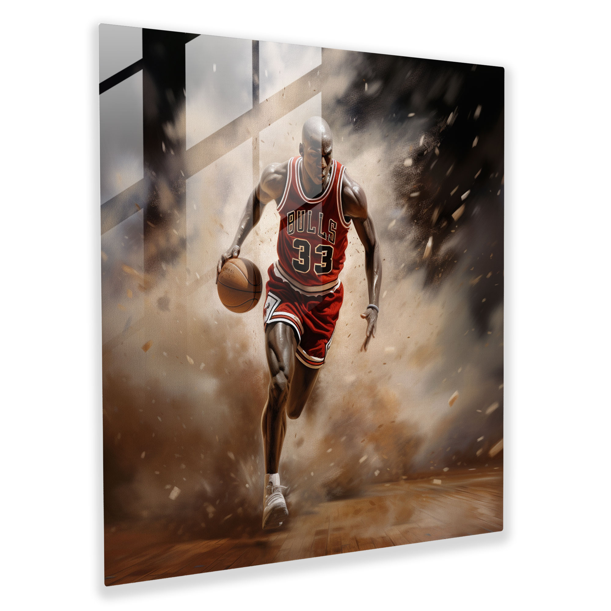 Michael Jordan Glass Print - Intense Focus - Micheal Jordan, Determination, Modern Art, Glass Art