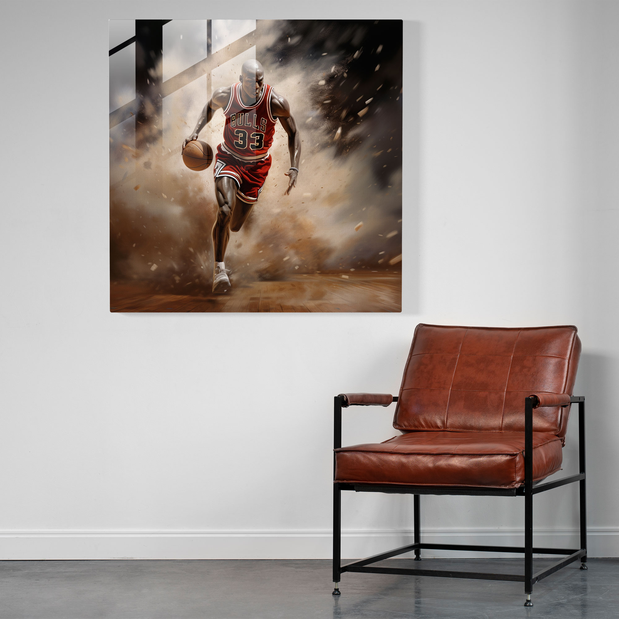 Michael Jordan Glass Print - Intense Focus - Micheal Jordan, Determination, Modern Art, Glass Art