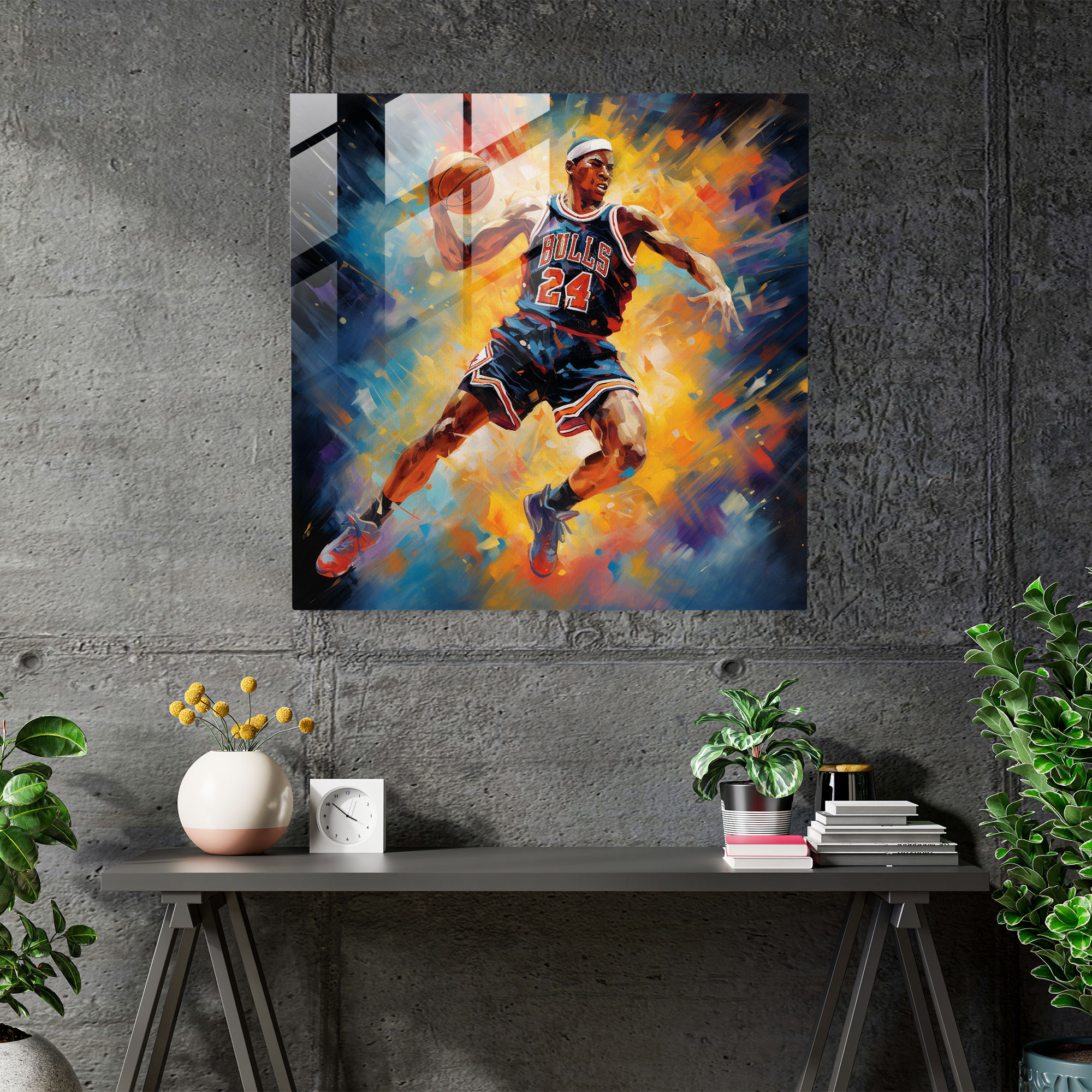 Michael Jordan Impressionist Glass Art - Micheal Jordan, Glass Print, Glass Art, Home Decoration