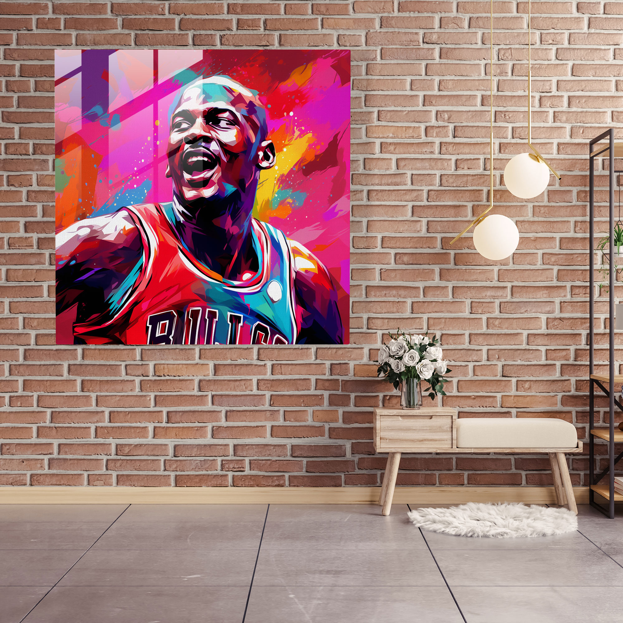Michael Jordan Pop Art Glass Print - Micheal Jordan, Modern Art, Glass Art, Michael Jordan