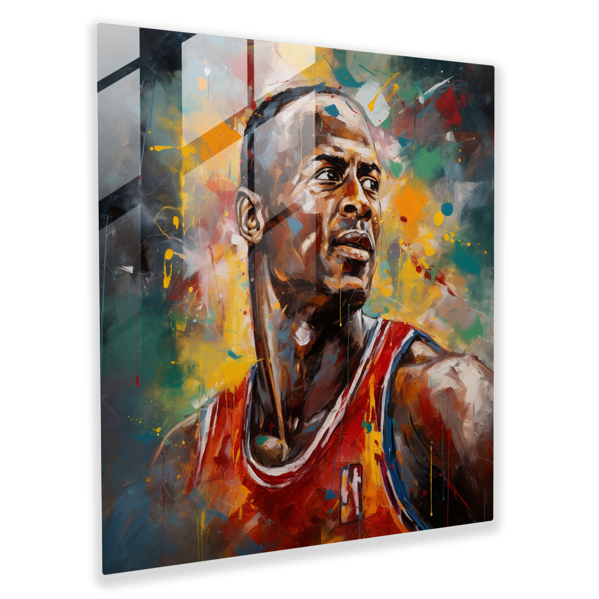 Michael Jordan Abstract Expressionist Glass Art - Micheal Jordan, Home Decoration, Michael Jordan, Abstract Art