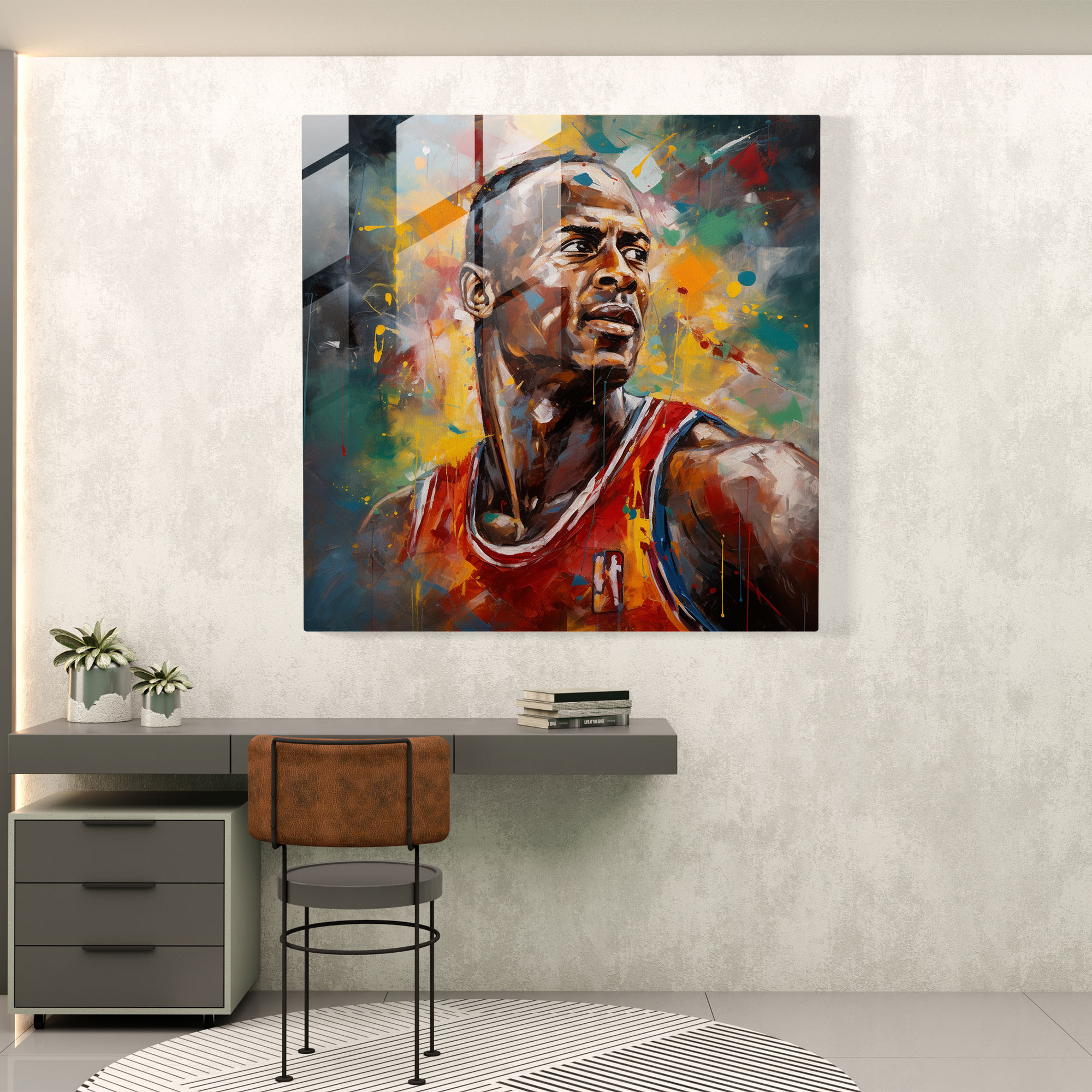 Michael Jordan Abstract Expressionist Glass Art - Micheal Jordan, Home Decoration, Michael Jordan, Abstract Art