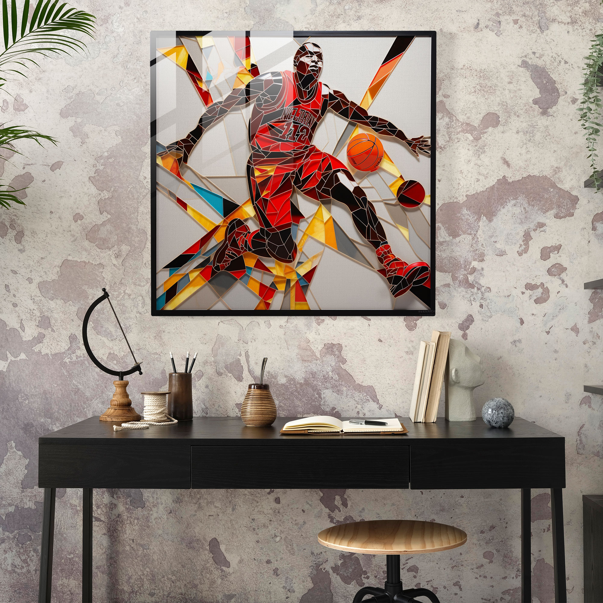 Michael Jordan Geometric Glass Art - Micheal Jordan, Geometric Art, Glass Art, Wall Decoration