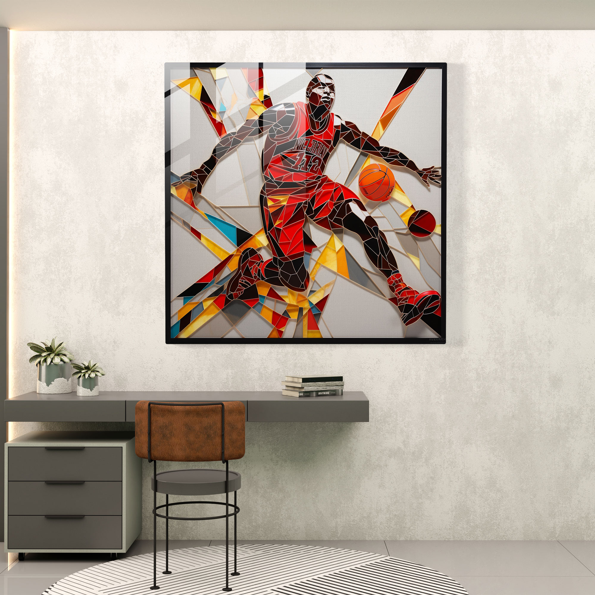Michael Jordan Geometric Glass Art - Micheal Jordan, Geometric Art, Glass Art, Wall Decoration