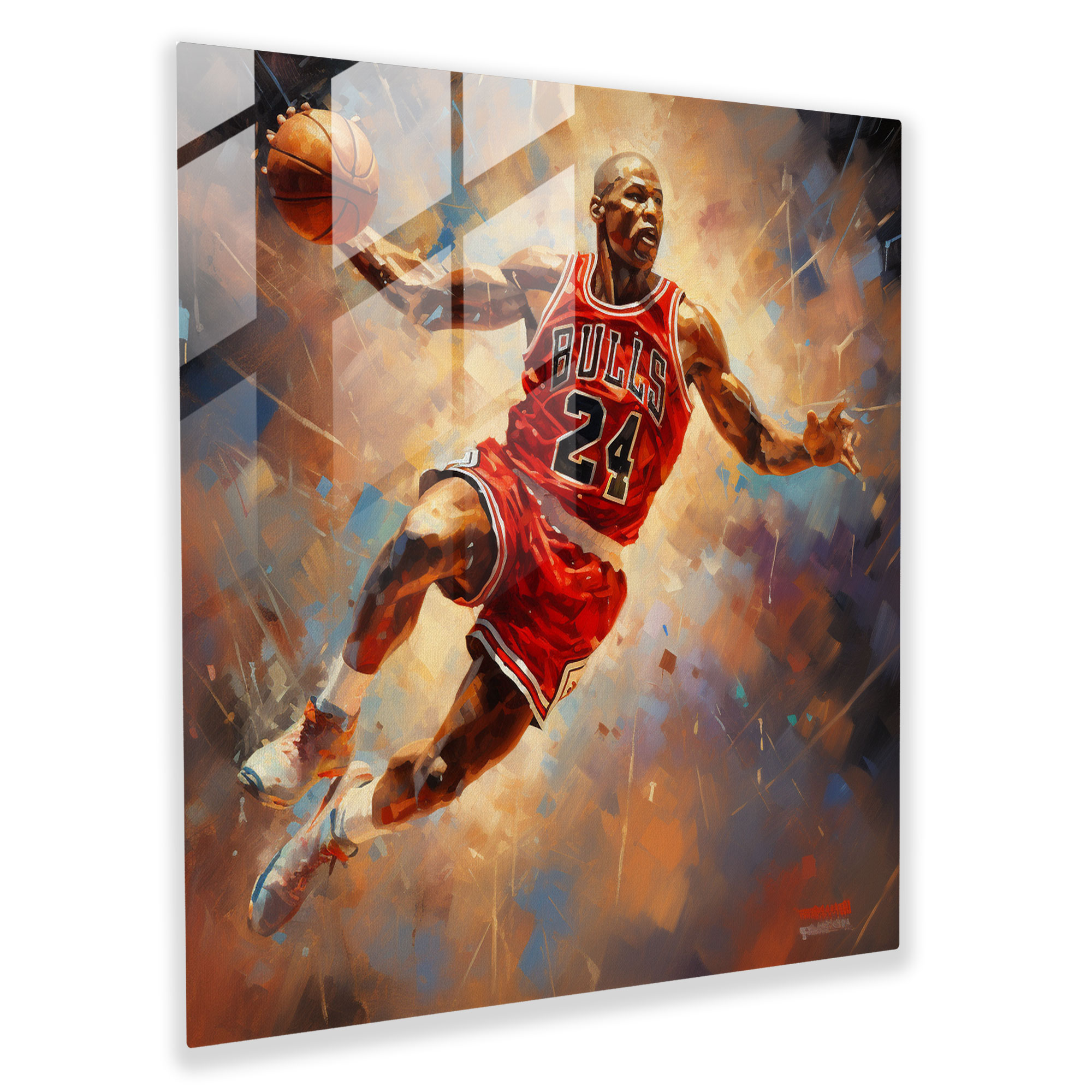 Michael Jordan Glass Print - Oil Painting - Micheal Jordan, Michael Jordan, Wall Decoration, Modern Art