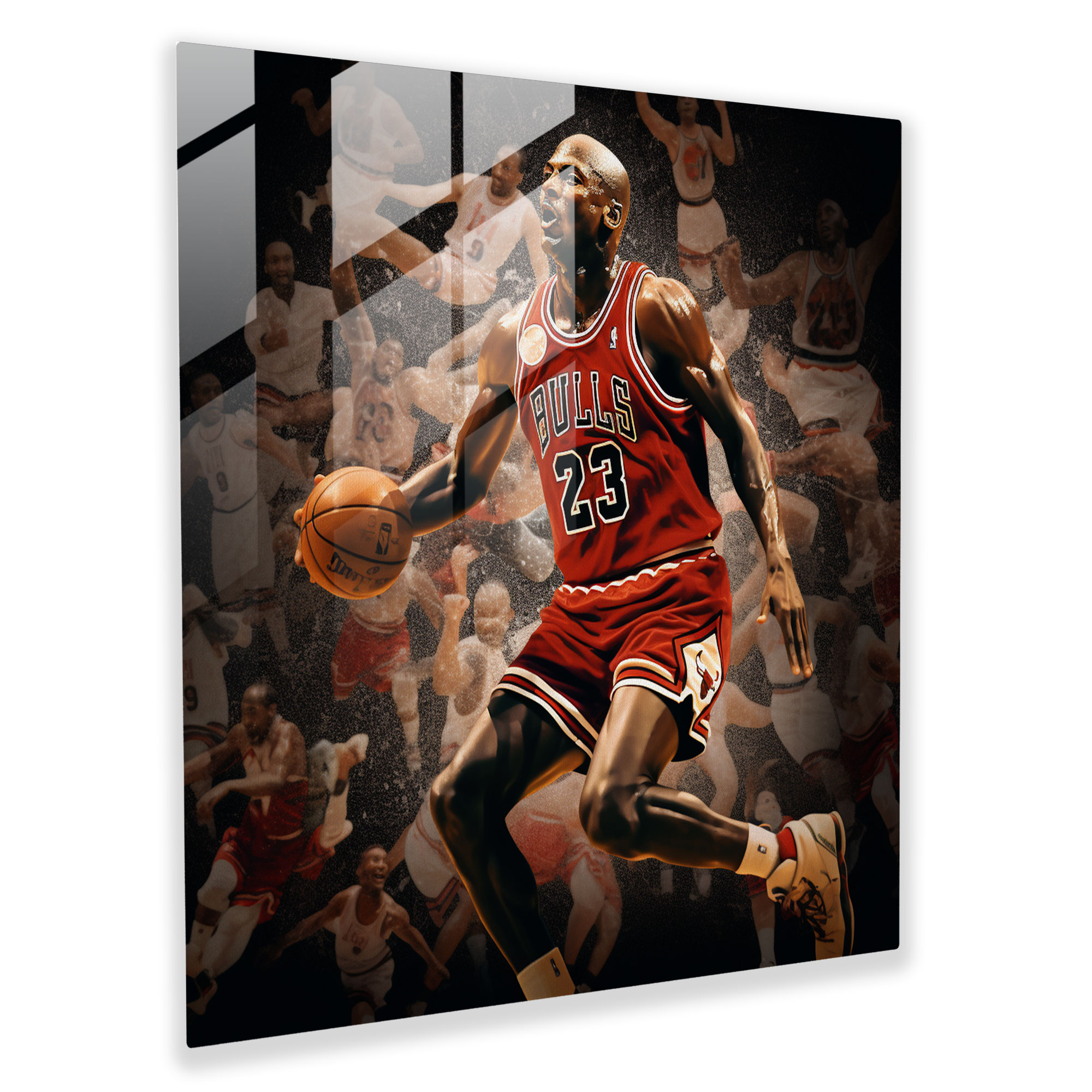 Michael Jordan Glass Print - Photo Montage - Micheal Jordan, Memorable Moments, Modern Art, Glass Wall Art