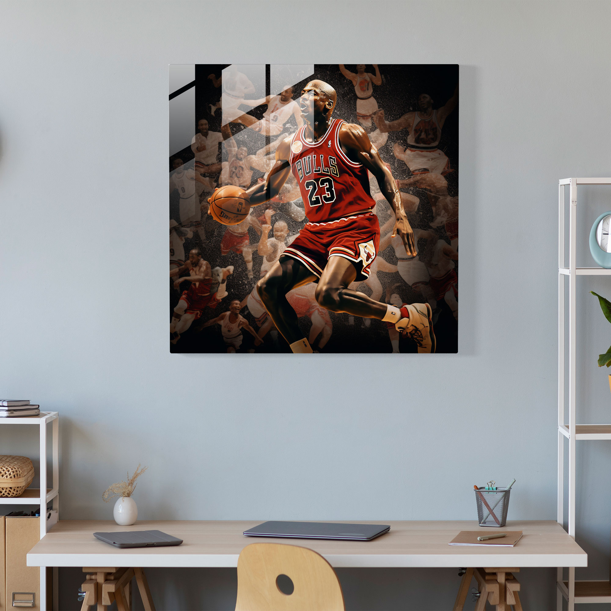 Michael Jordan Glass Print - Photo Montage - Micheal Jordan, Memorable Moments, Modern Art, Glass Wall Art