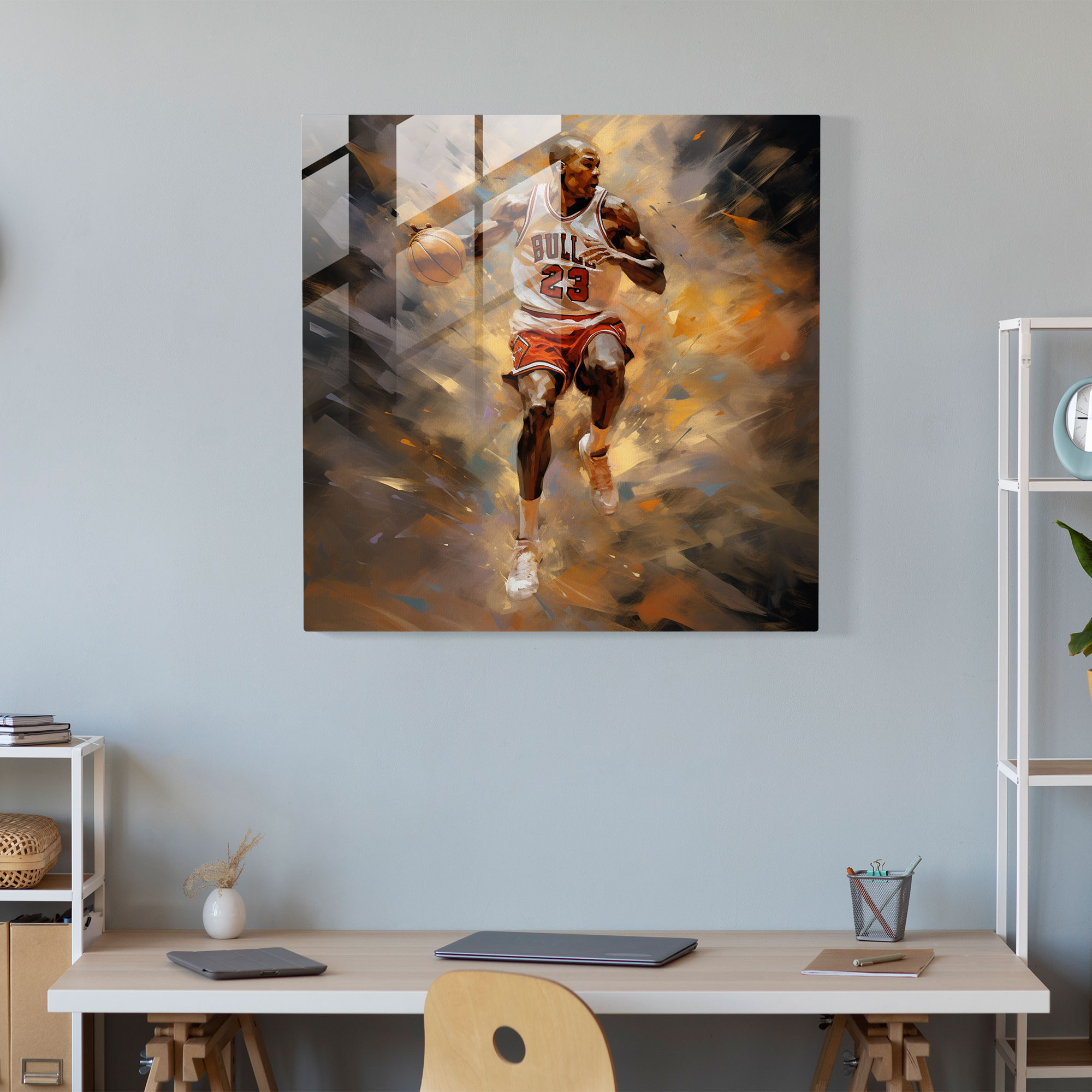 Michael Jordan Glass Print - Impressionist Artwork - Micheal Jordan, Impressionist Artwork, Wall Decoration, Glass Wall Art