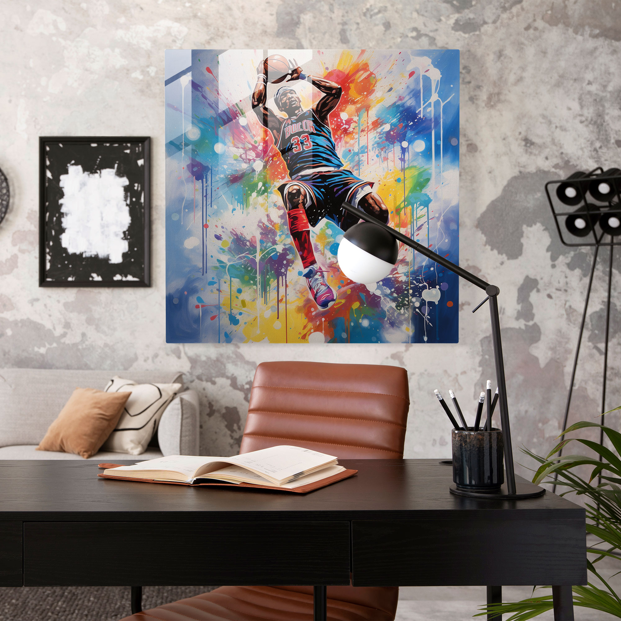 Michael Jordan Glass Print - Graffiti-Inspired Artwork - Micheal Jordan, Home Decoration, Glass Wall Art, Style