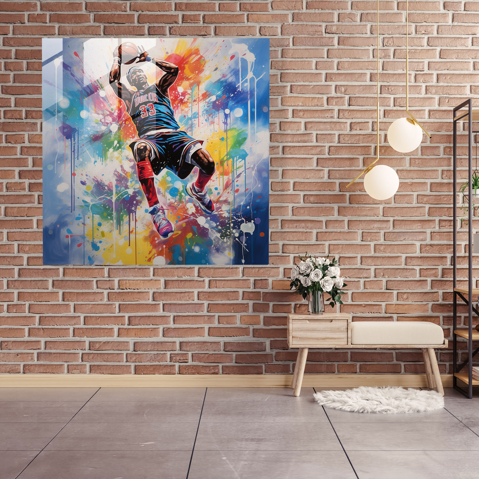 Michael Jordan Glass Print - Graffiti-Inspired Artwork - Micheal Jordan, Home Decoration, Glass Wall Art, Style