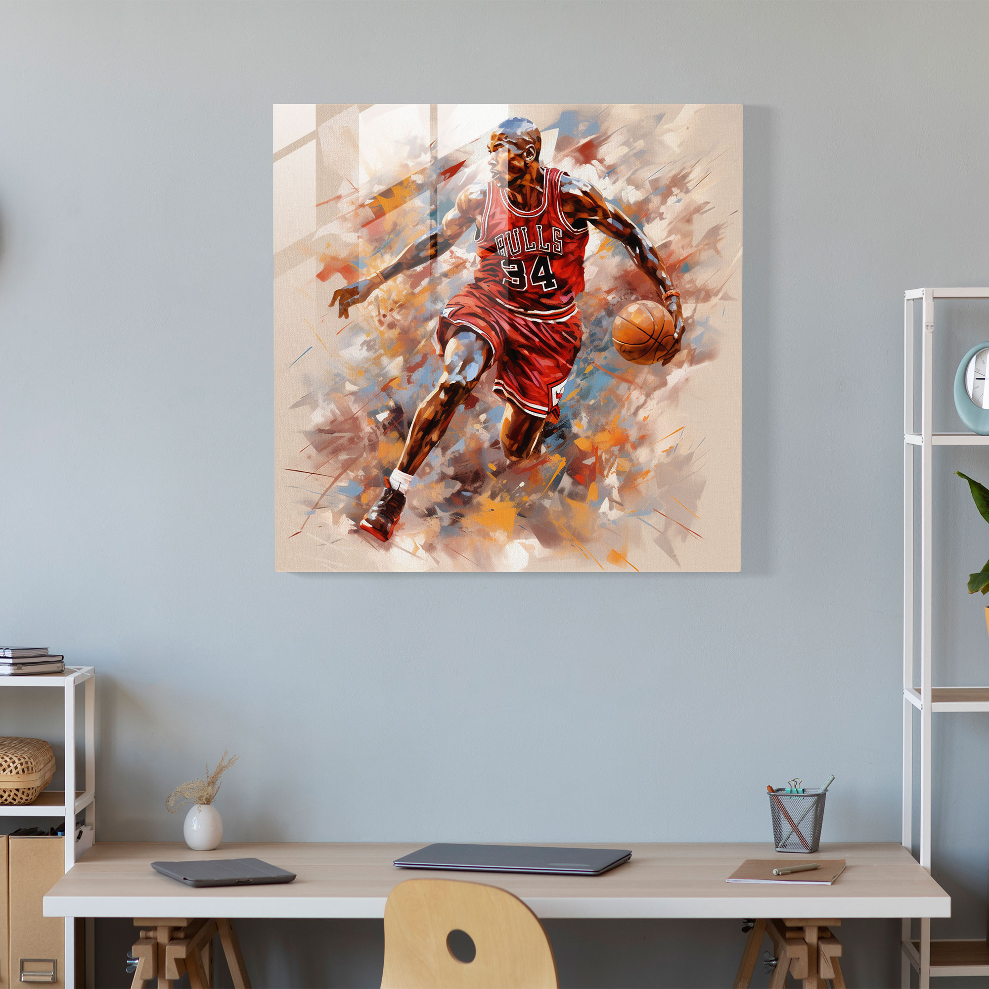 Michael Jordan Glass Print - Conceptual Art - Micheal Jordan, Michael Jordan, Transformation, Modern Art