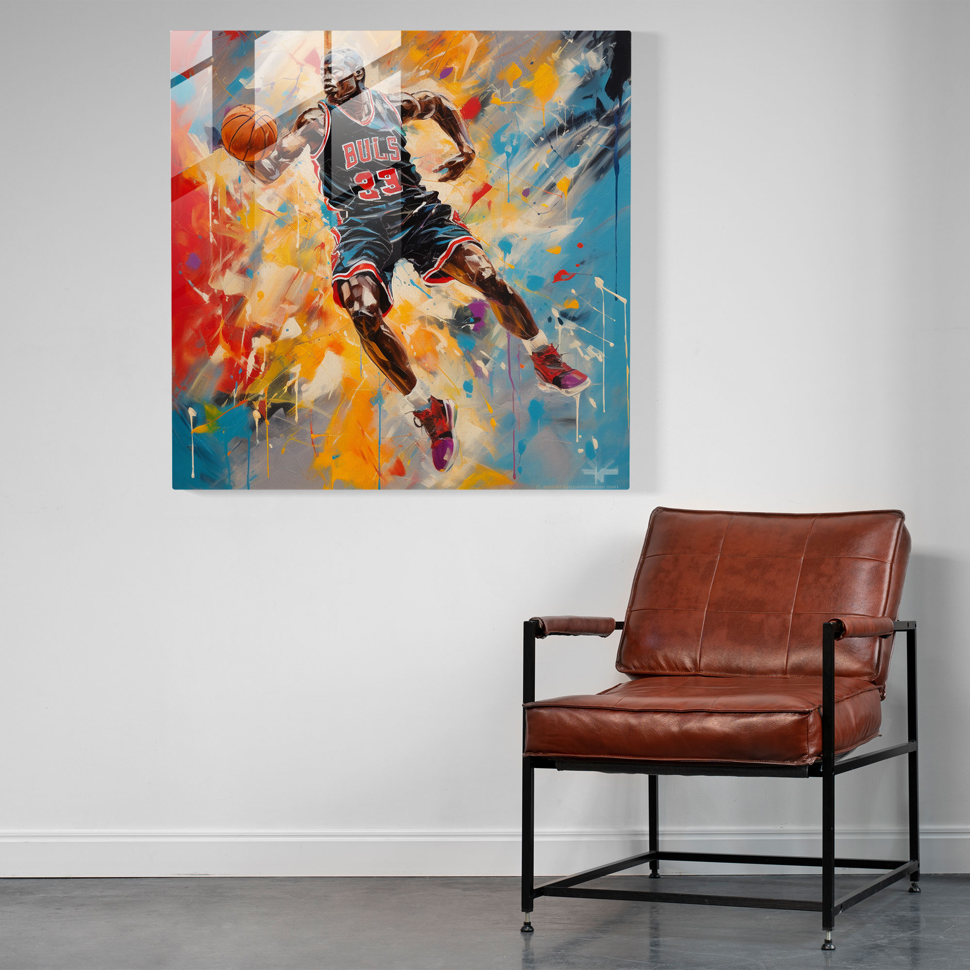 Michael Jordan Modern Abstract Glass Print - Micheal Jordan, Michael Jordan, Home Decoration, Modern Art
