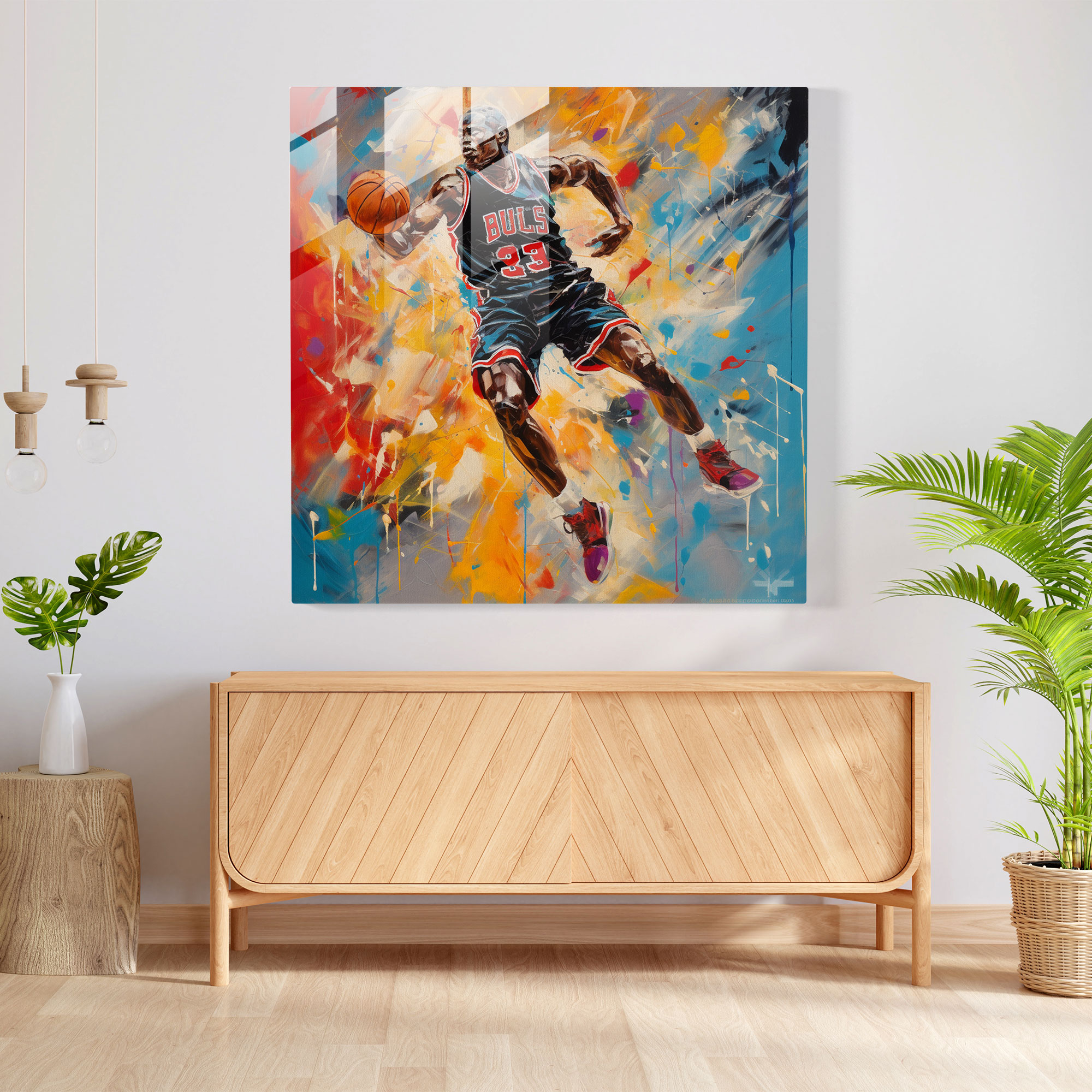 Michael Jordan Modern Abstract Glass Print - Micheal Jordan, Michael Jordan, Home Decoration, Modern Art