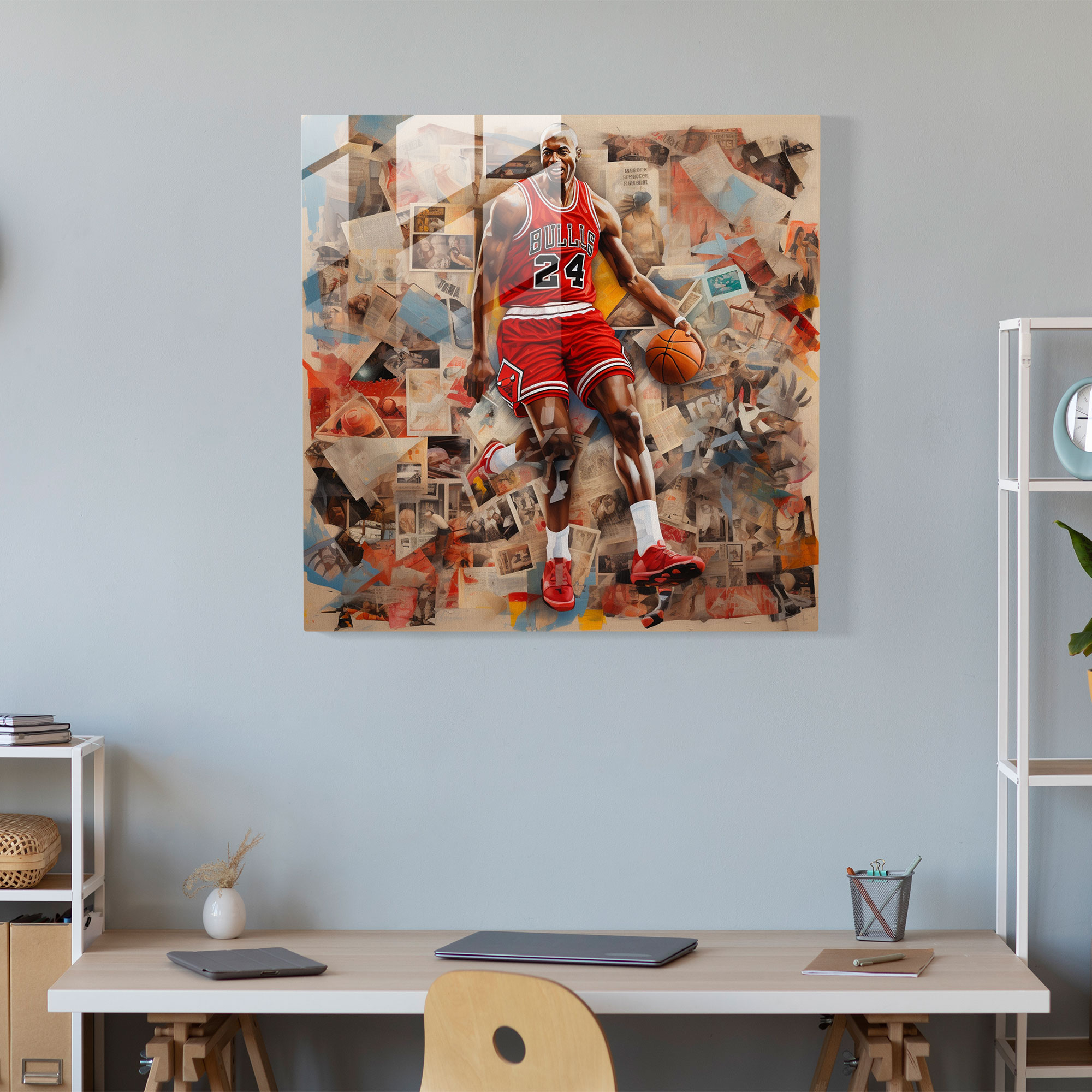 Michael Jordan Collage Glass Print - Micheal Jordan, Glass Art, Inspirational Quotes, Collage Artwork