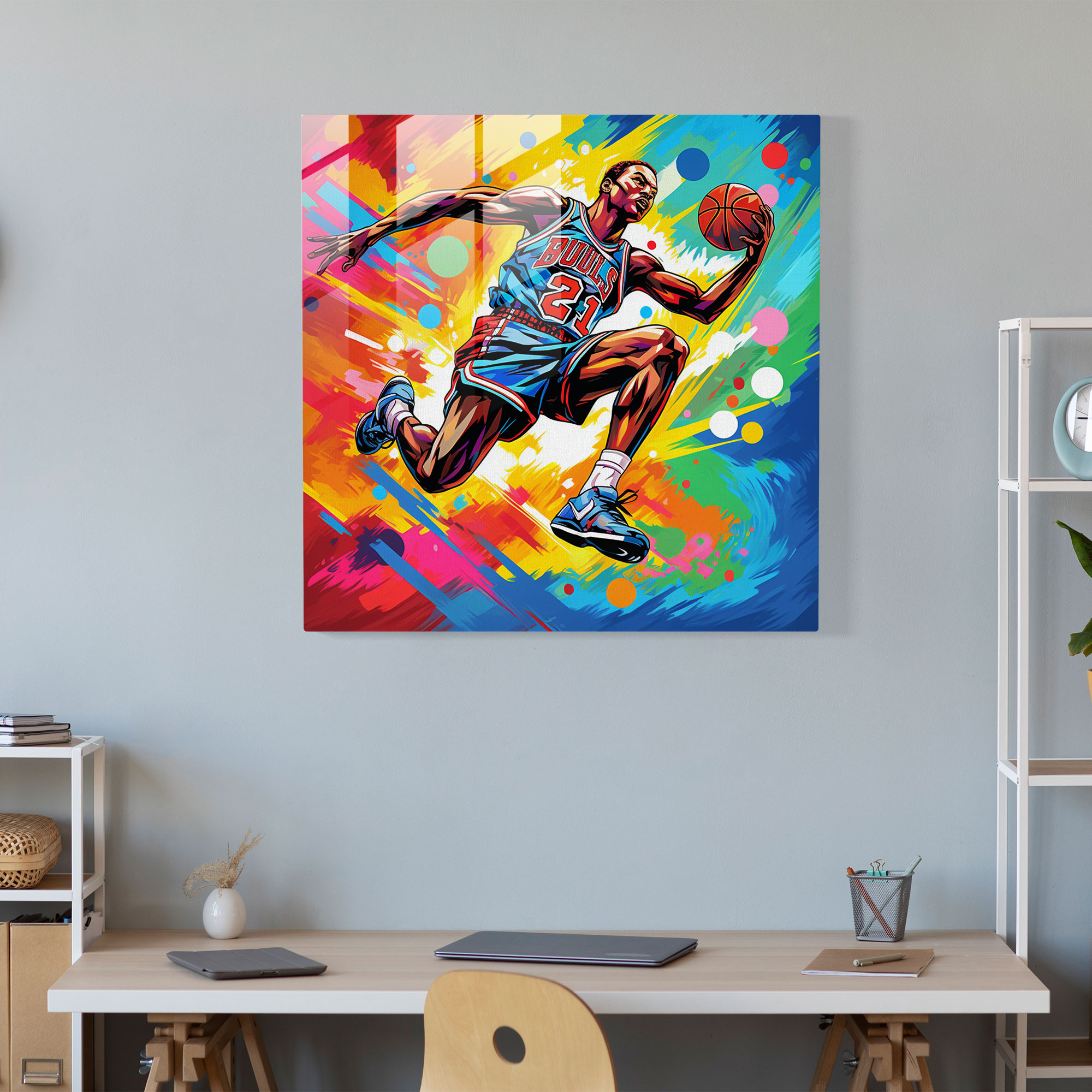 Michael Jordan Pop Art Glass Print - Micheal Jordan, Vibrant Colors, Glass Print, Michael Jordan