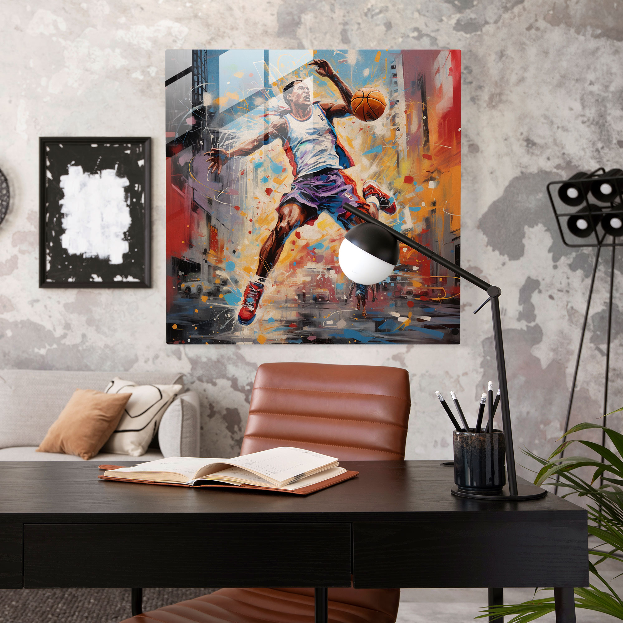 Michael Jordan Urban Graffiti Glass Print - Micheal Jordan, Glass Print, Street Art, Michael Jordan