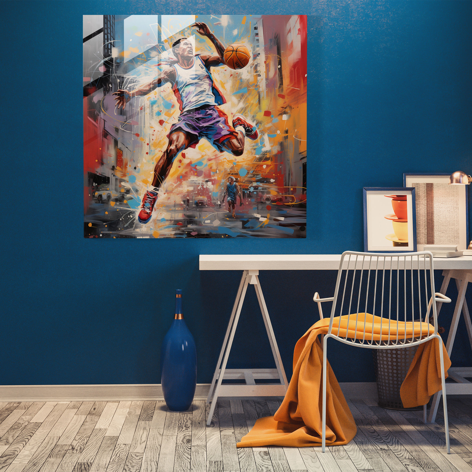 Michael Jordan Urban Graffiti Glass Print - Micheal Jordan, Glass Print, Street Art, Michael Jordan