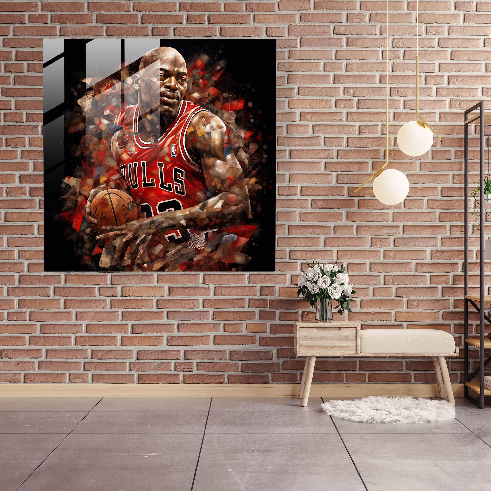 Michael Jordan Glass Print - Digital Collage - Micheal Jordan, Wall Decoration, Modern Art, Glass Wall Art