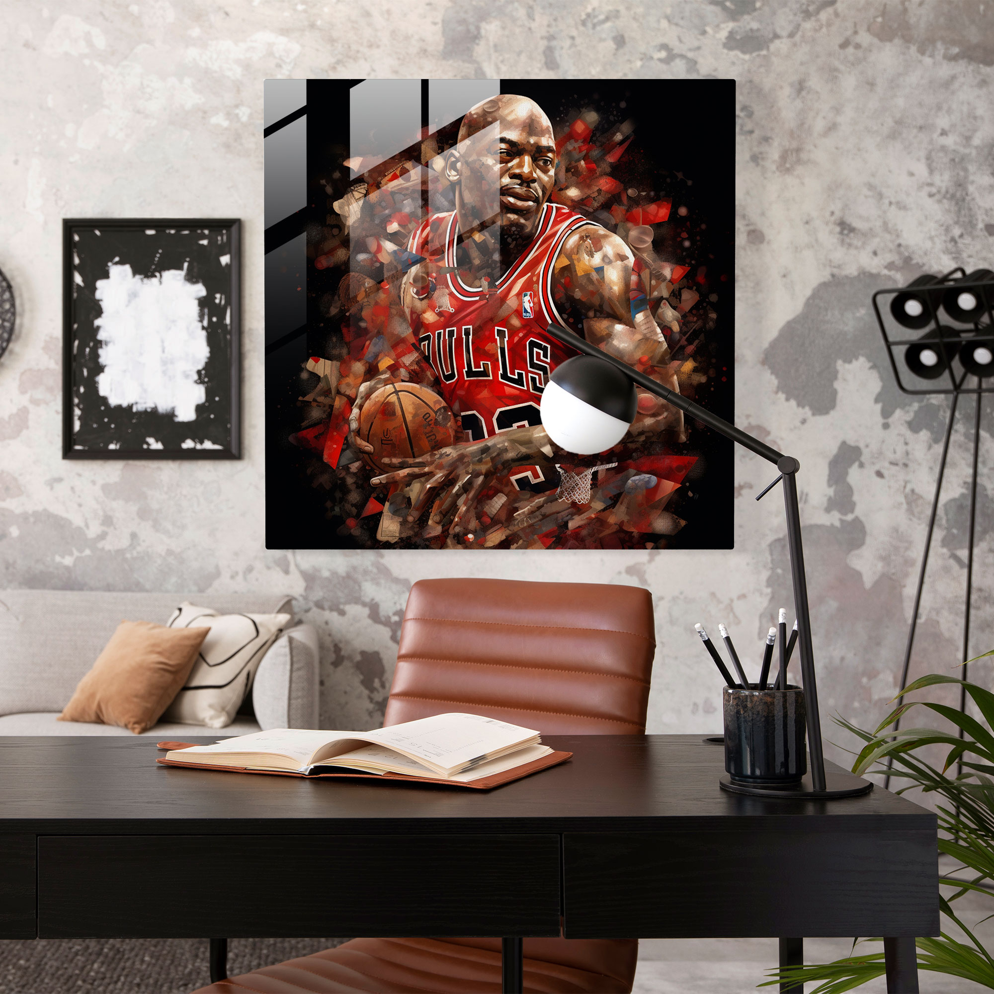 Michael Jordan Glass Print - Digital Collage - Micheal Jordan, Wall Decoration, Modern Art, Glass Wall Art