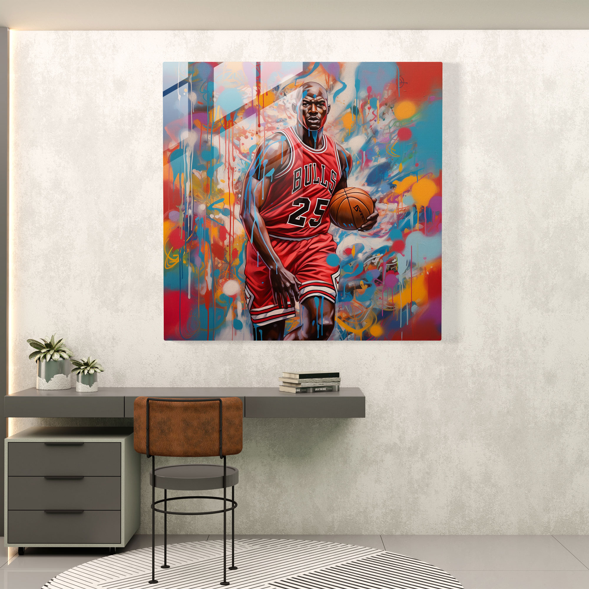 Michael Jordan Glass Print - Graffiti-Inspired Artwork - Micheal Jordan, Michael Jordan, Chicago Bulls, Glass Art