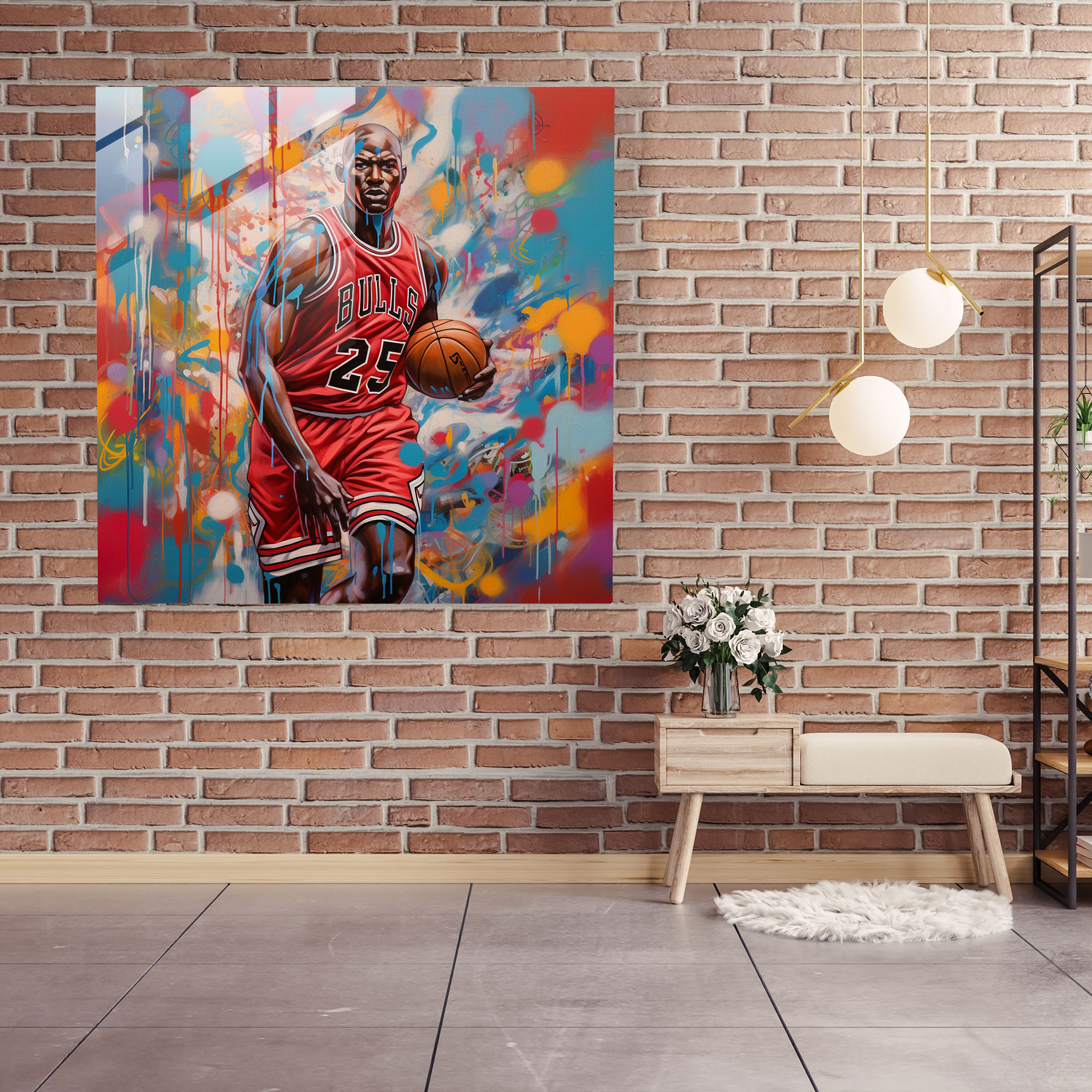 Michael Jordan Glass Print - Graffiti-Inspired Artwork - Micheal Jordan, Michael Jordan, Chicago Bulls, Glass Art
