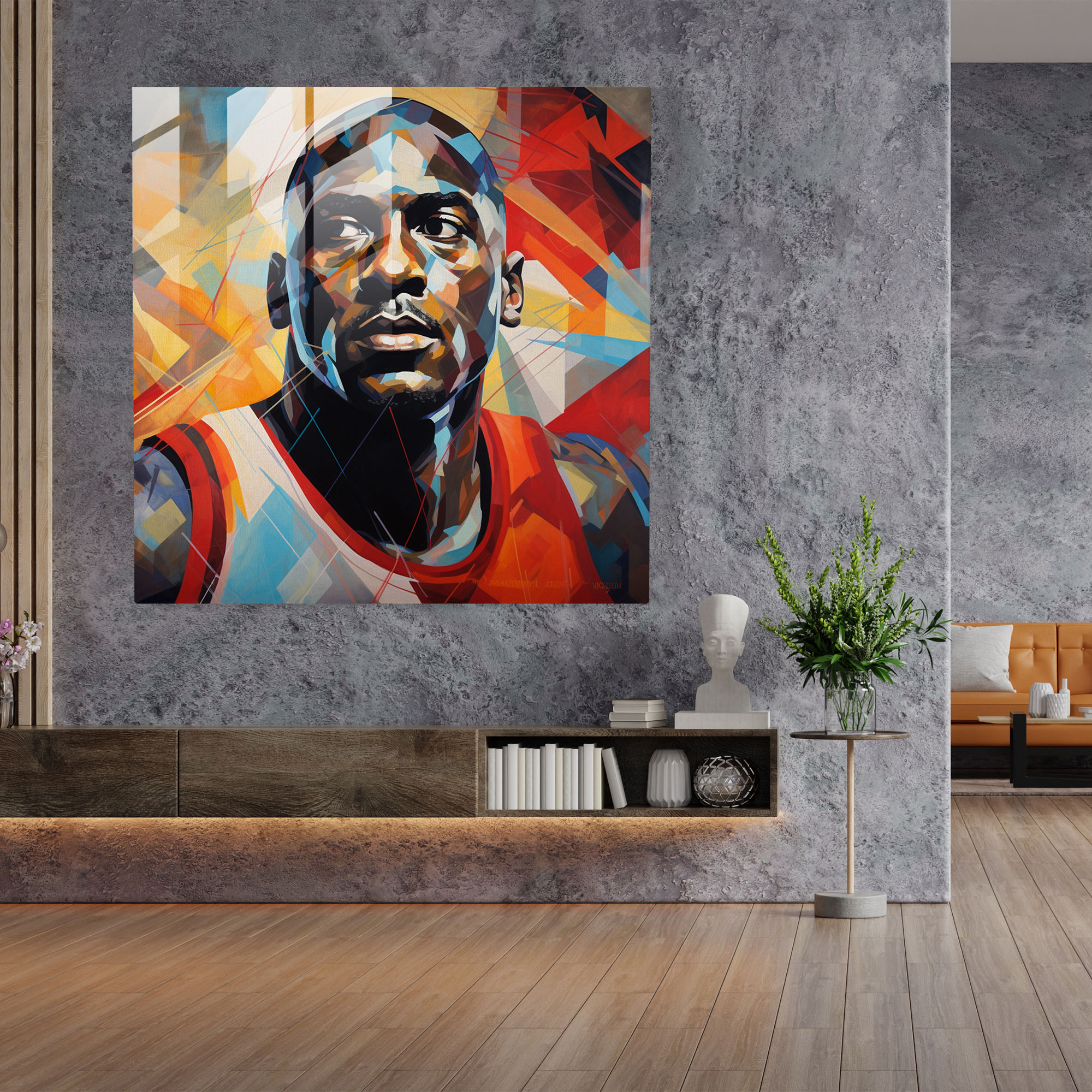 Michael Jordan Glass Print - Geometric Abstraction - Micheal Jordan, Glass Wall Art, Glass Print, Intricate Shapes