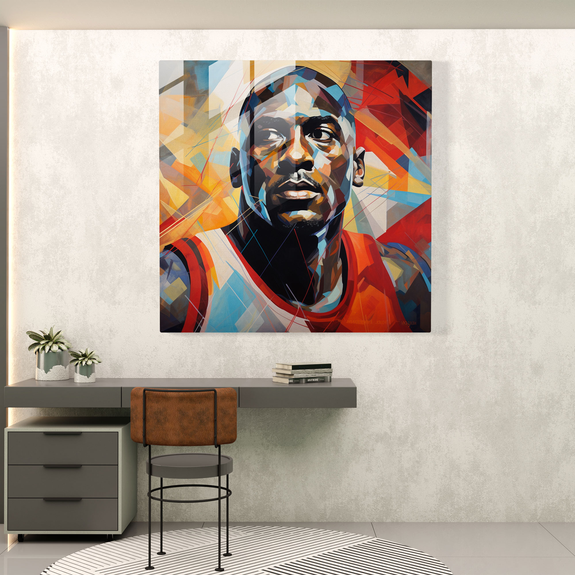 Michael Jordan Glass Print - Geometric Abstraction - Micheal Jordan, Glass Wall Art, Glass Print, Intricate Shapes