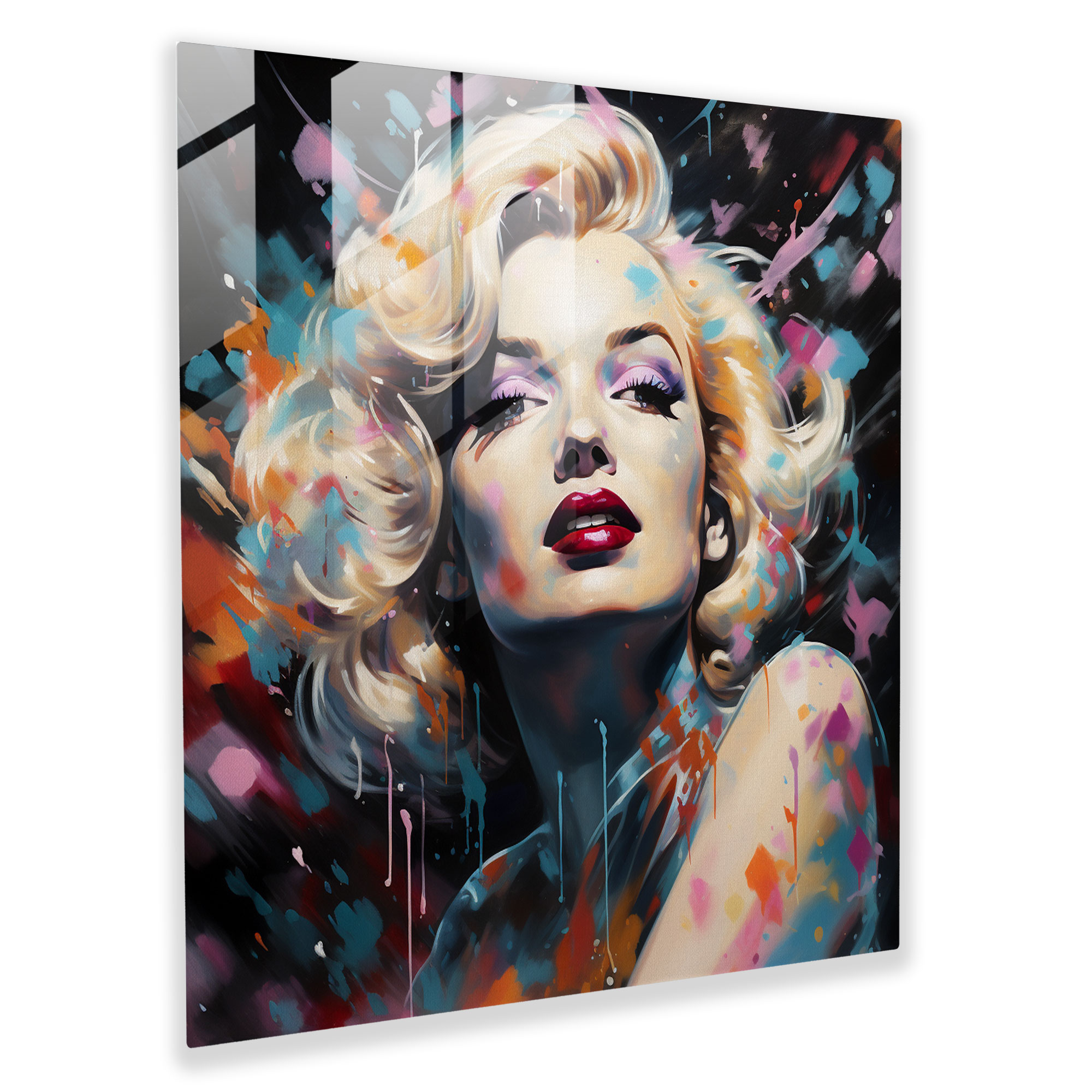 Elegant Grace: Marilyn Monroe Glass Print - Marilyn Monroe, Glass Print, Wall Decoration, Sophisticated Design