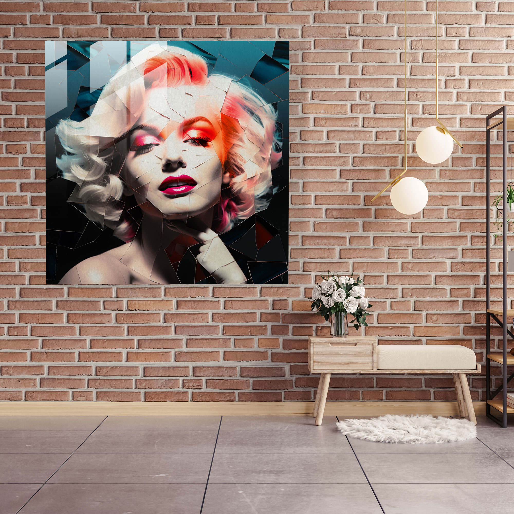 Dazzling Beauty: Marilyn Monroe Glass Wall Art - Marilyn Monroe, Glass Wall Art, Abstract Interpretation, Glass Art