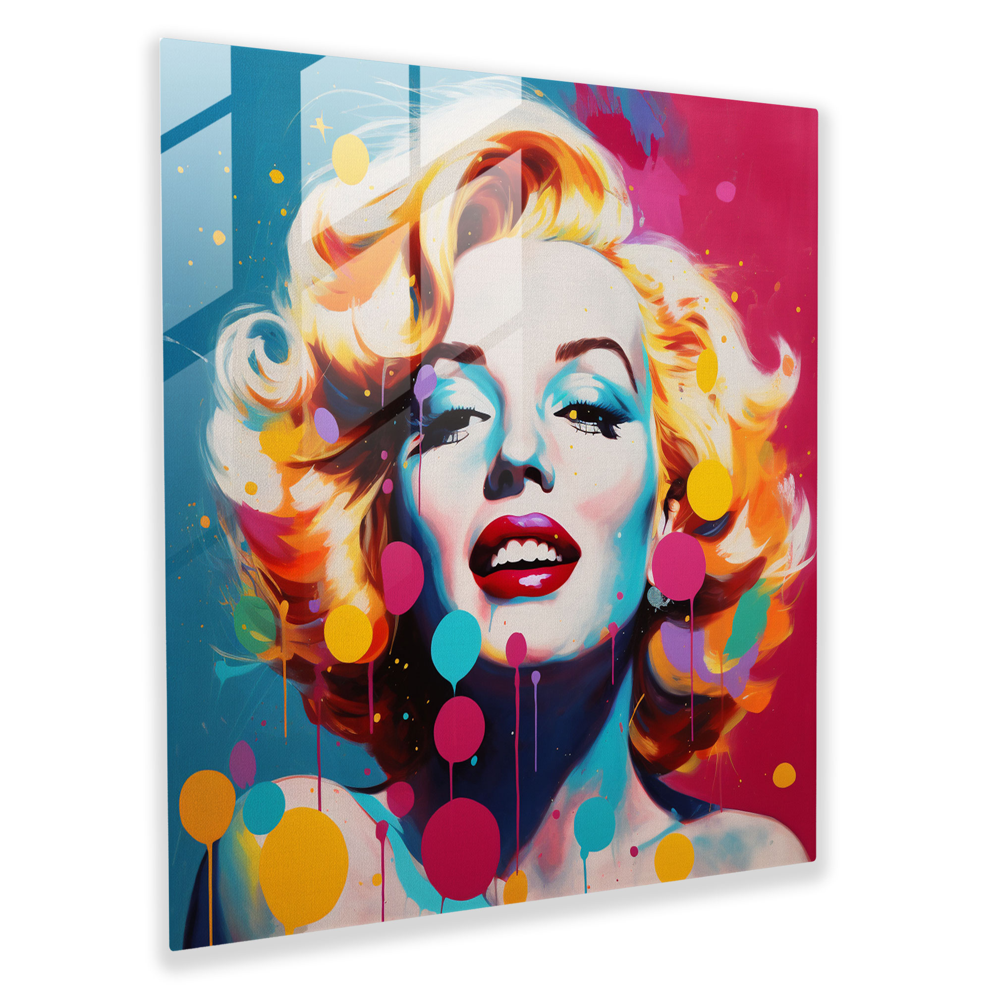 Marilyn Monroe Pop Art Glass Print - Marilyn Monroe, Glass Art, Vibrant Colors, Home Decoration