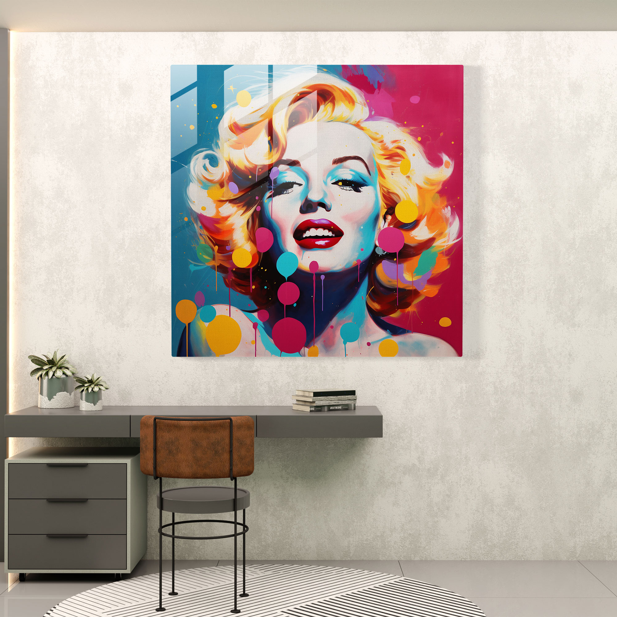 Marilyn Monroe Pop Art Glass Print - Marilyn Monroe, Glass Art, Vibrant Colors, Home Decoration