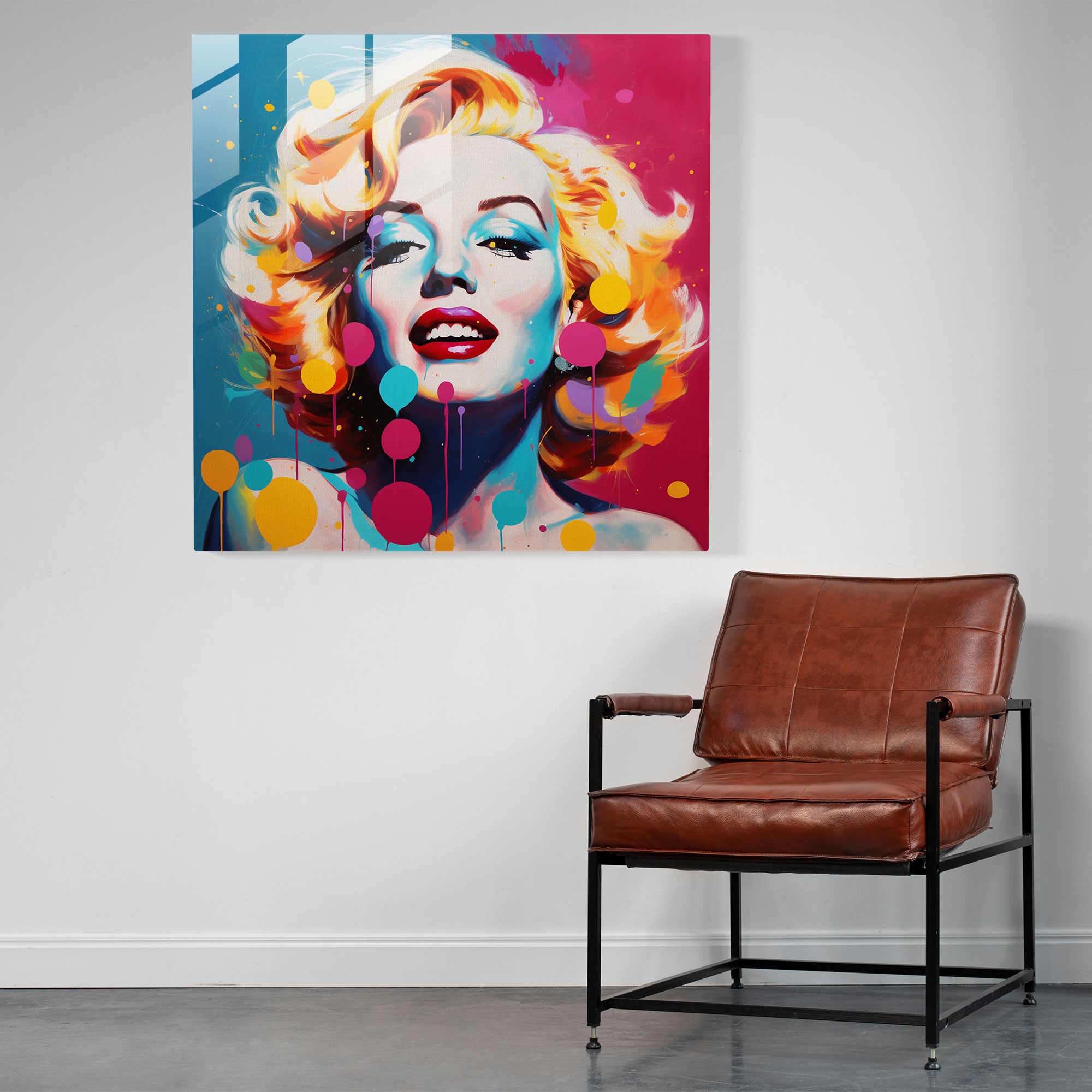 Marilyn Monroe Pop Art Glass Print - Marilyn Monroe, Glass Art, Vibrant Colors, Home Decoration