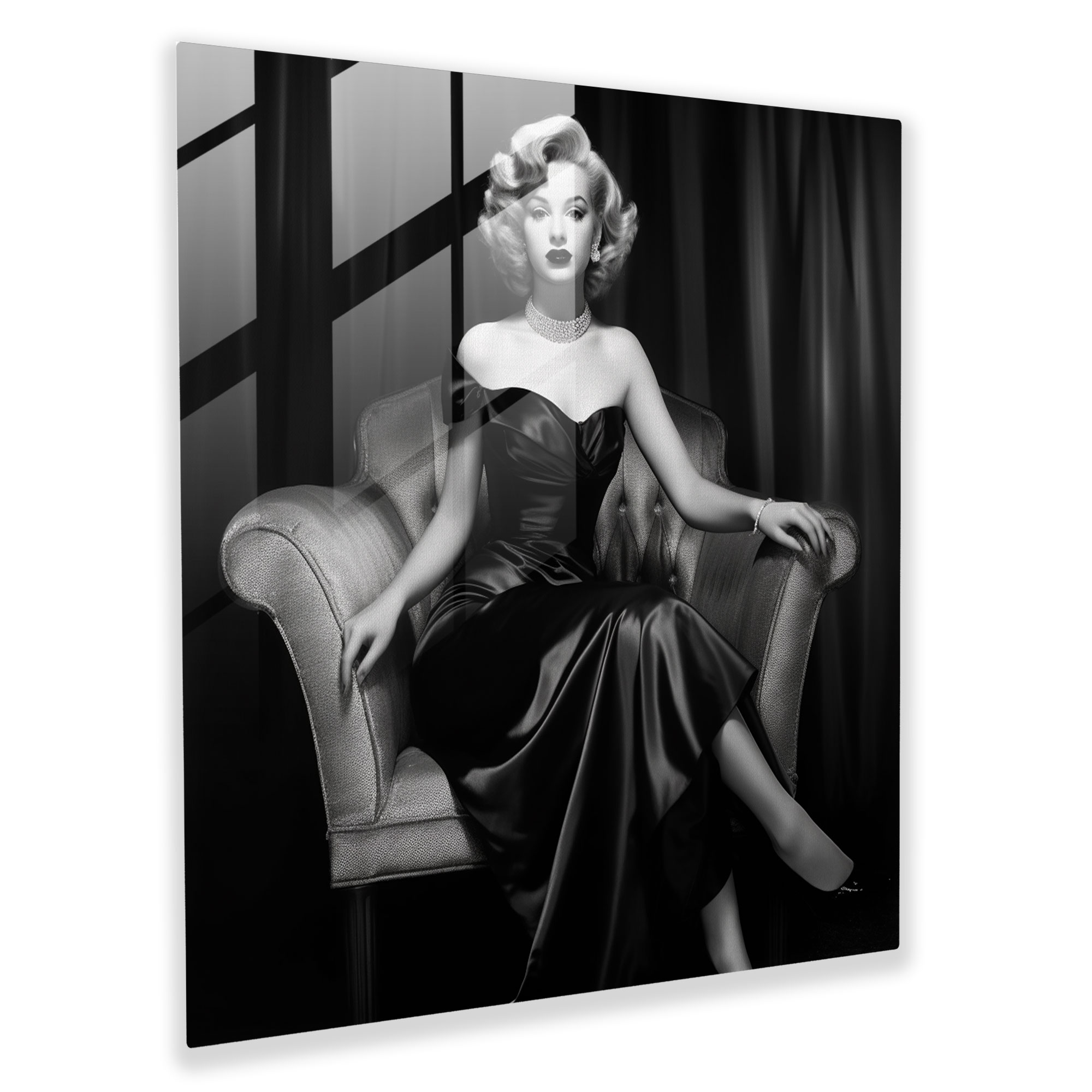 Classic Marilyn Monroe Glass Print - Marilyn Monroe, Modern Art, Wall Decoration, Black And White Photograph