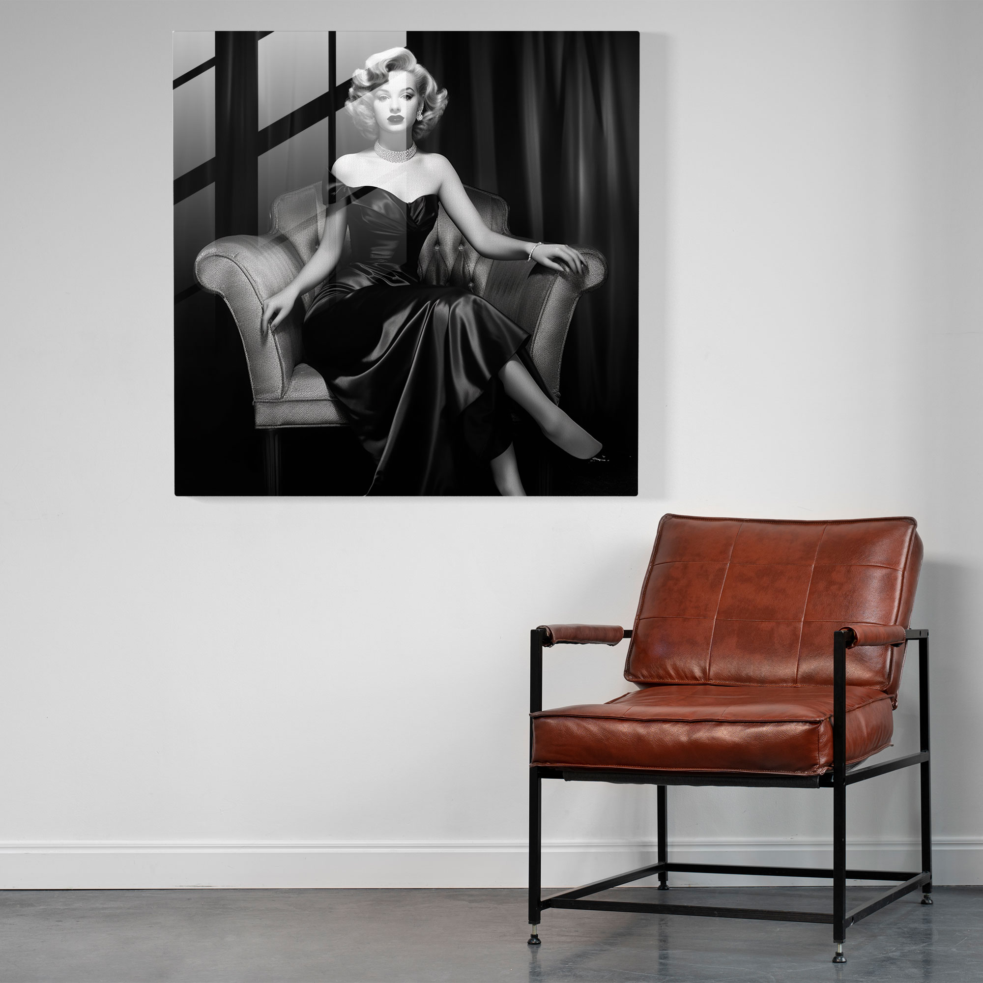 Classic Marilyn Monroe Glass Print - Marilyn Monroe, Modern Art, Wall Decoration, Black And White Photograph