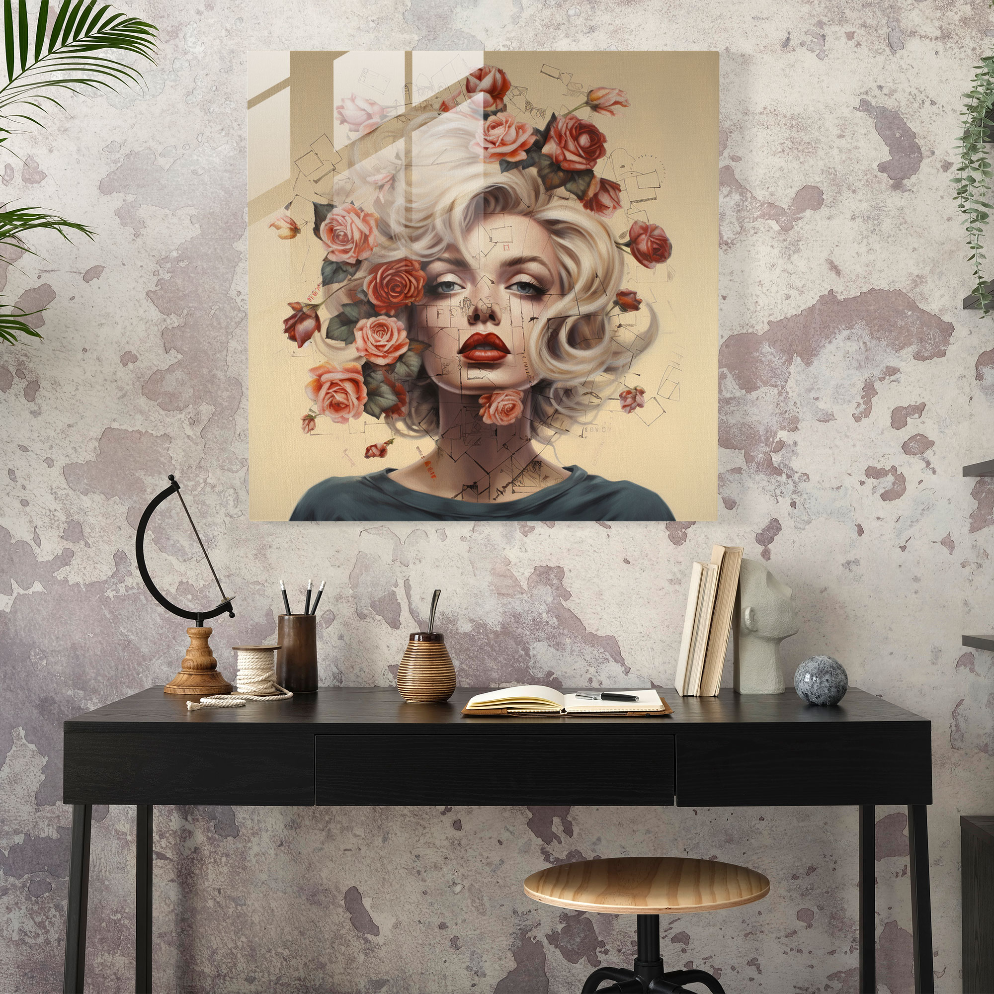 Whimsical Marilyn Monroe Glass Print - Marilyn Monroe, Home Decoration, Marilyn Monroe, Whimsy