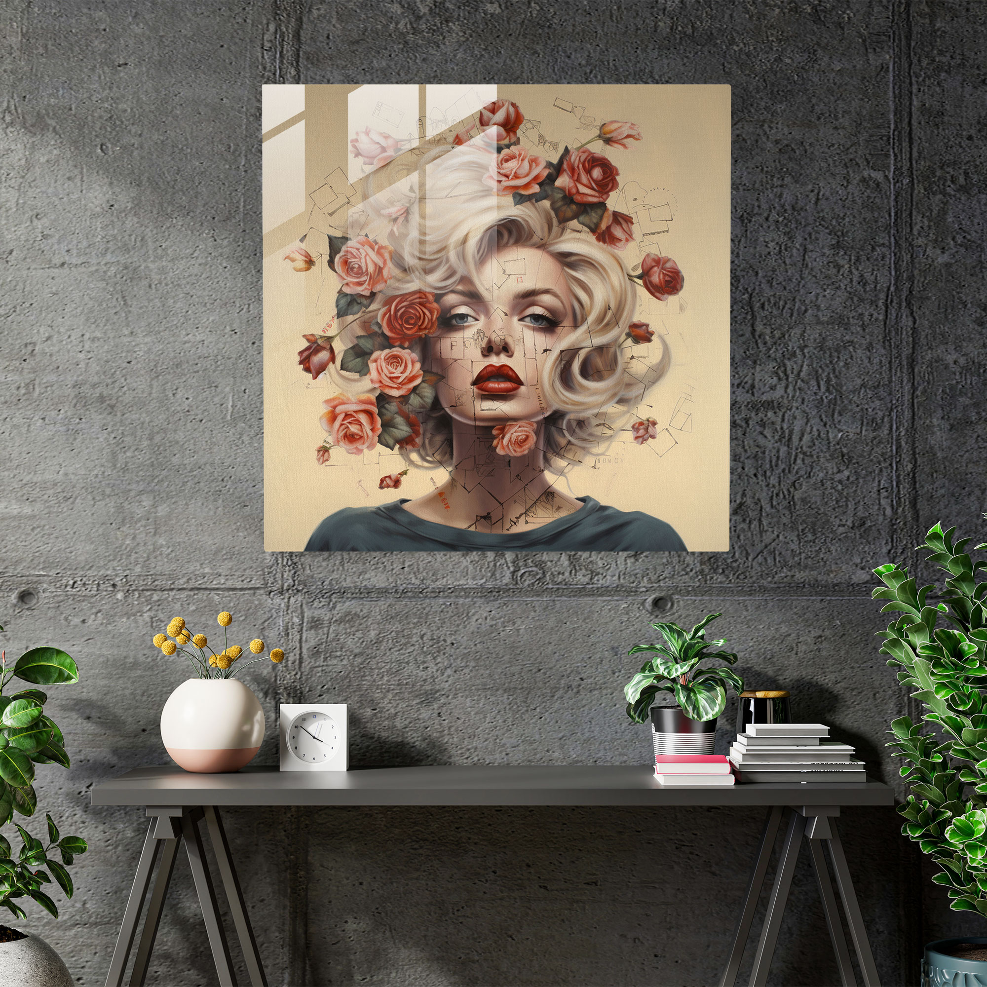 Whimsical Marilyn Monroe Glass Print - Marilyn Monroe, Home Decoration, Marilyn Monroe, Whimsy