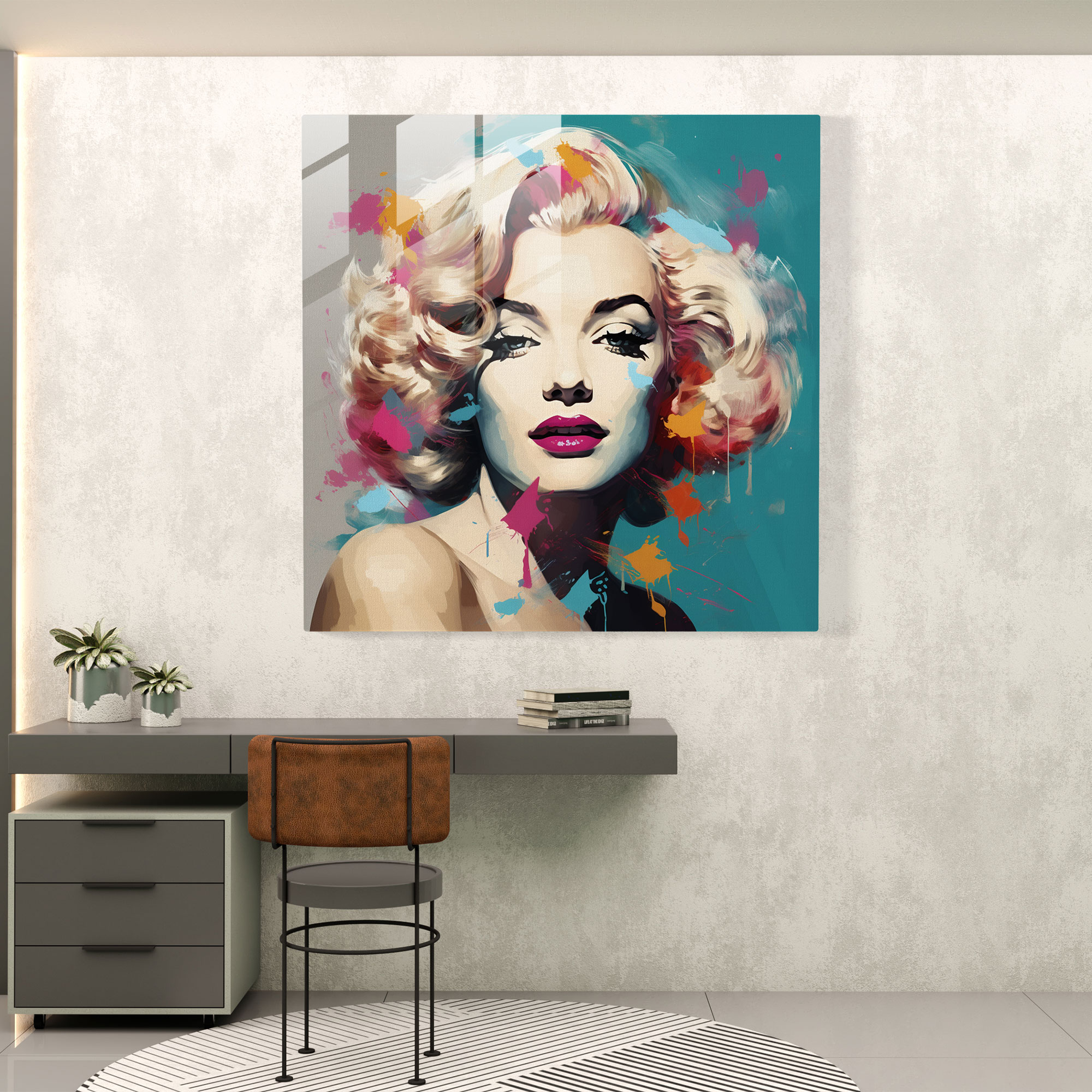 Retro Marilyn Monroe Glass Print - Marilyn Monroe, Marilyn Monroe, Modern Art, Retro-Inspired Artwork