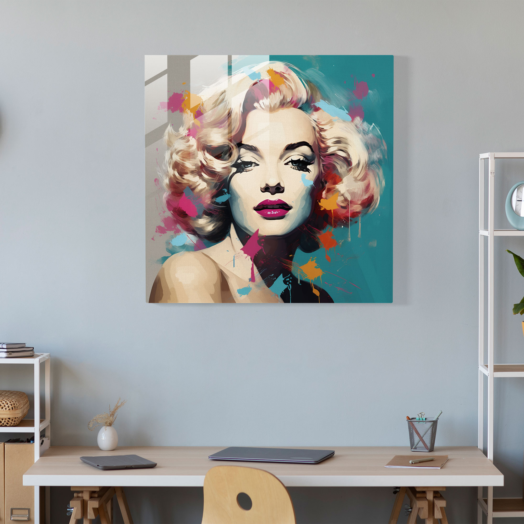 Retro Marilyn Monroe Glass Print - Marilyn Monroe, Marilyn Monroe, Modern Art, Retro-Inspired Artwork