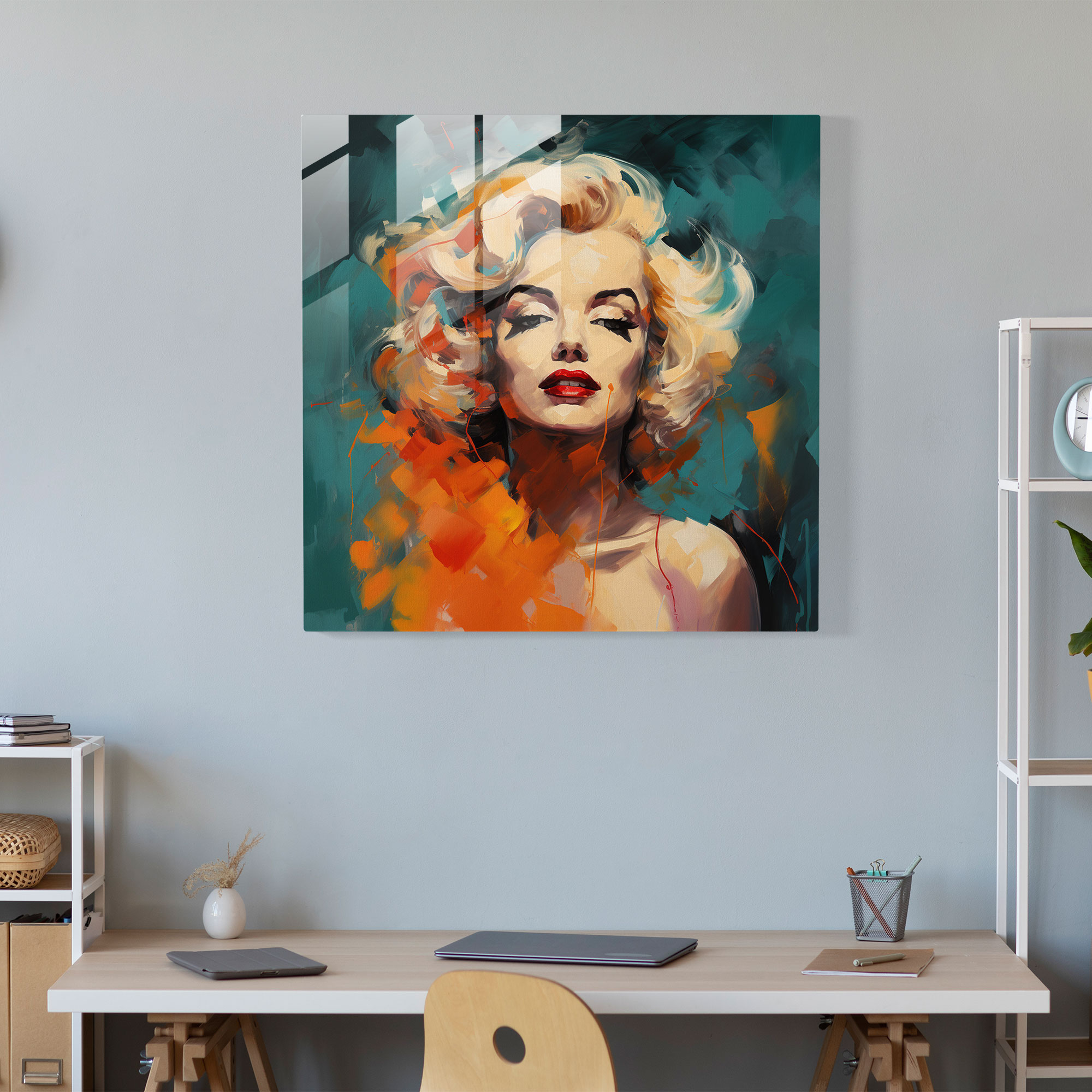 Expressionist Marilyn Monroe Glass Print - Marilyn Monroe, Glass Wall Art, Wall Decoration, Marilyn Monroe
