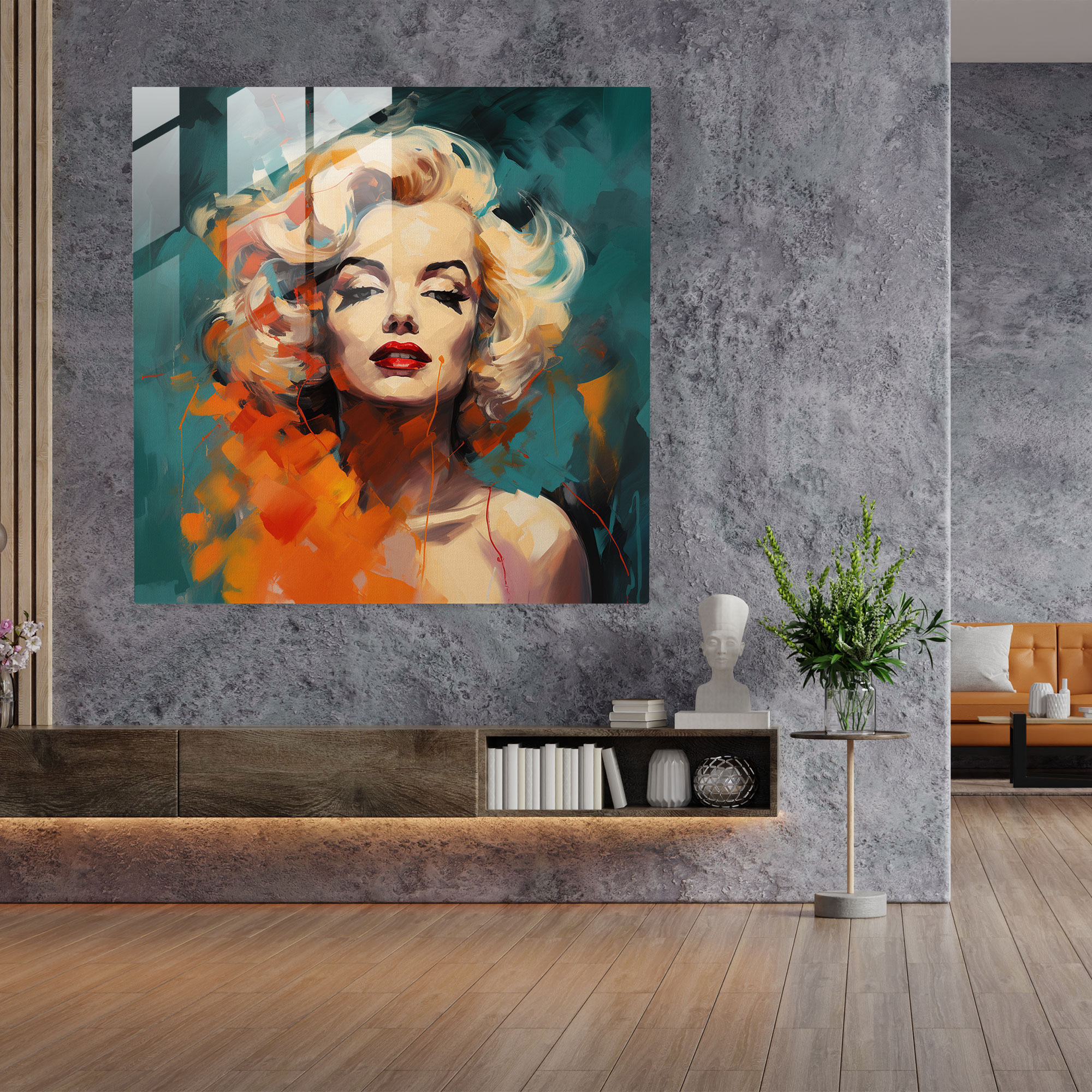 Expressionist Marilyn Monroe Glass Print - Marilyn Monroe, Glass Wall Art, Wall Decoration, Marilyn Monroe