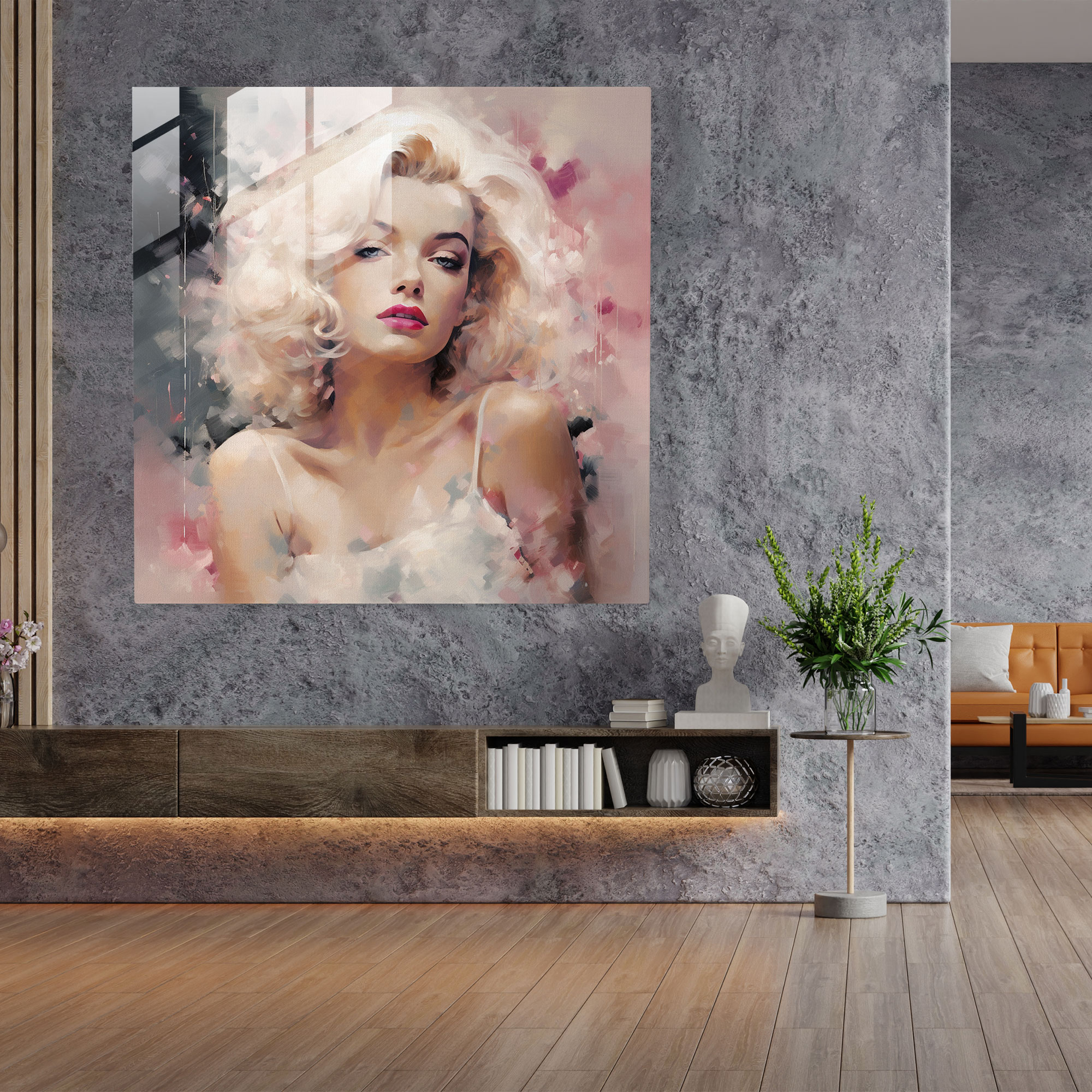 Impressionist Marilyn Monroe Glass Print - Marilyn Monroe, Glass Art, Romance, Glass Wall Art