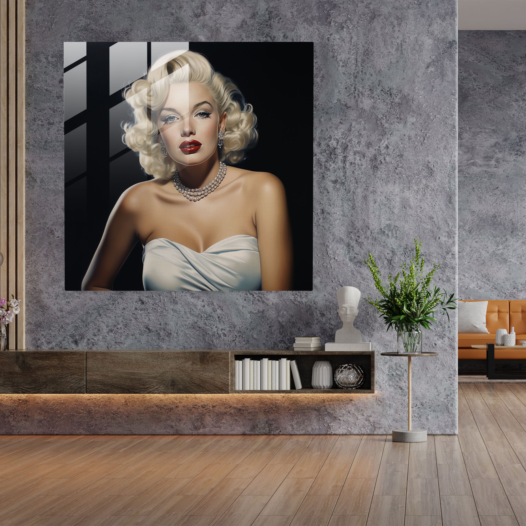 Realistic Marilyn Monroe Glass Print - Marilyn Monroe, Modern Art, Exquisite Detail, Glass Wall Art